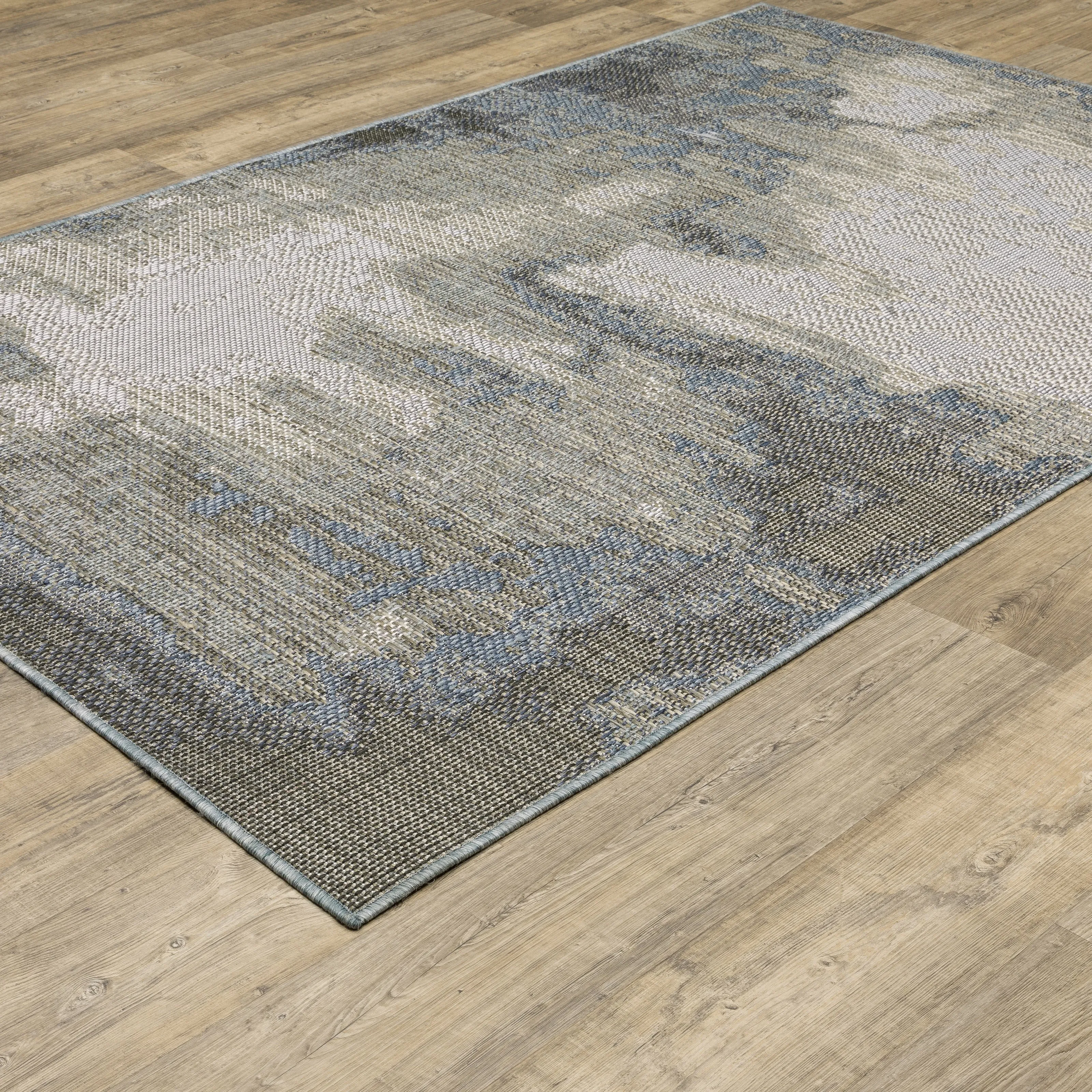 Vista Home Calla Contemporary Abstract Grey/ Blue Indoor/Outdoor Area Rug