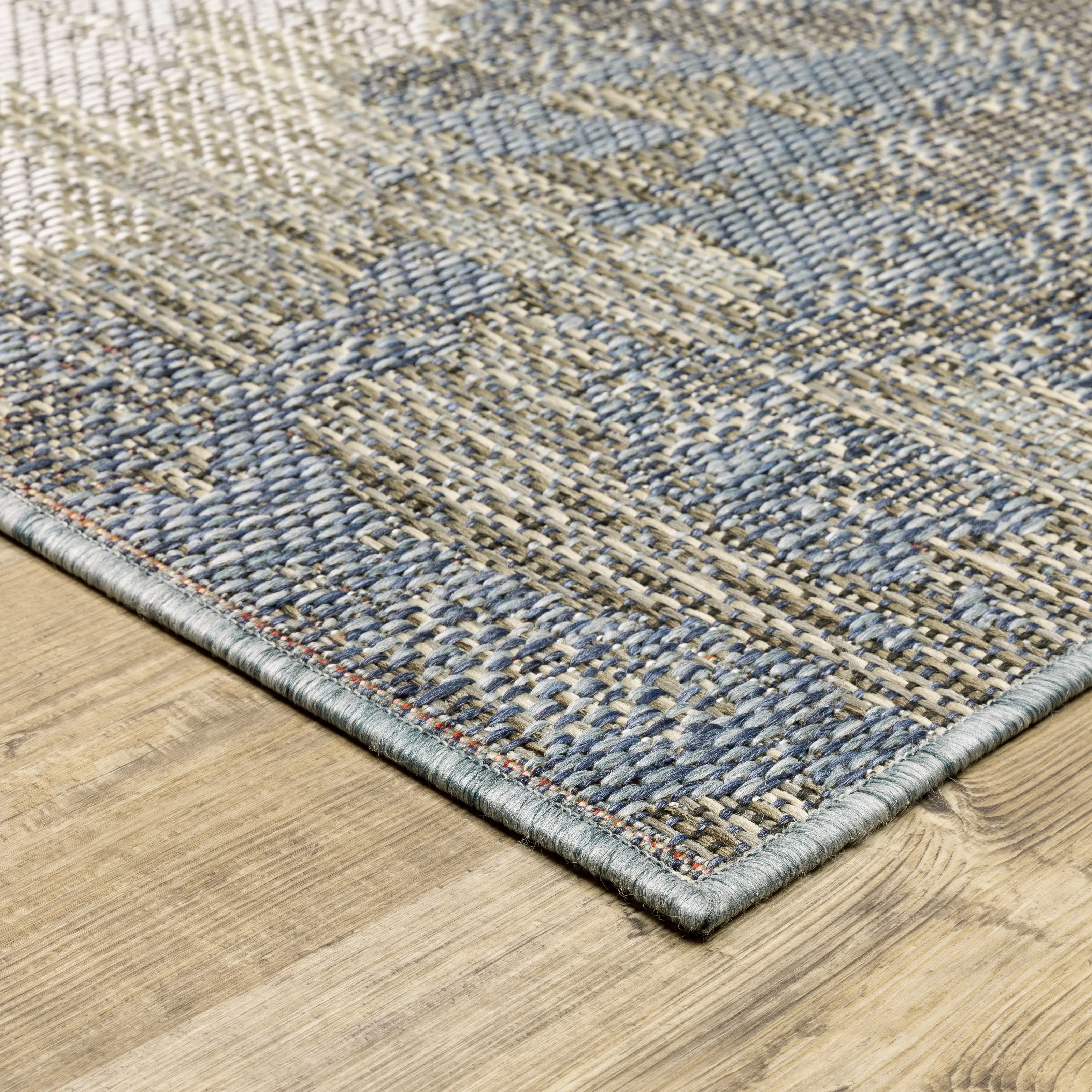 Vista Home Calla Contemporary Abstract Grey/ Blue Indoor/Outdoor Area Rug