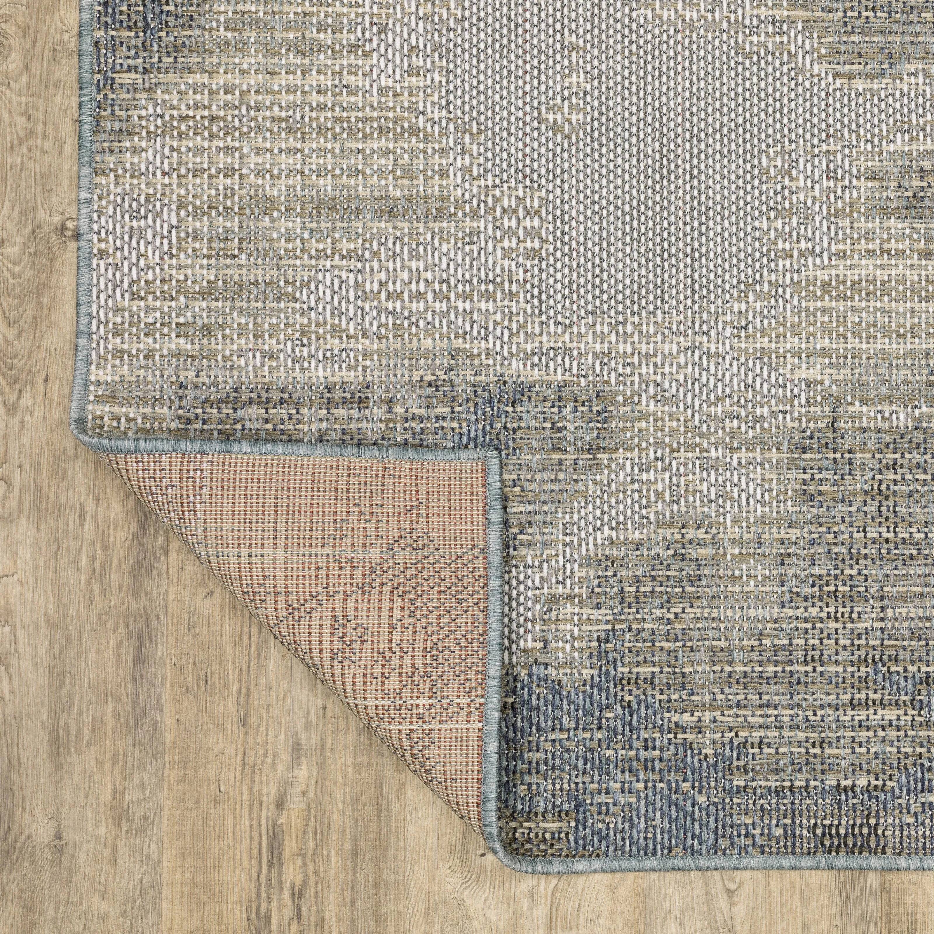 Vista Home Calla Contemporary Abstract Grey/ Blue Indoor/Outdoor Area Rug