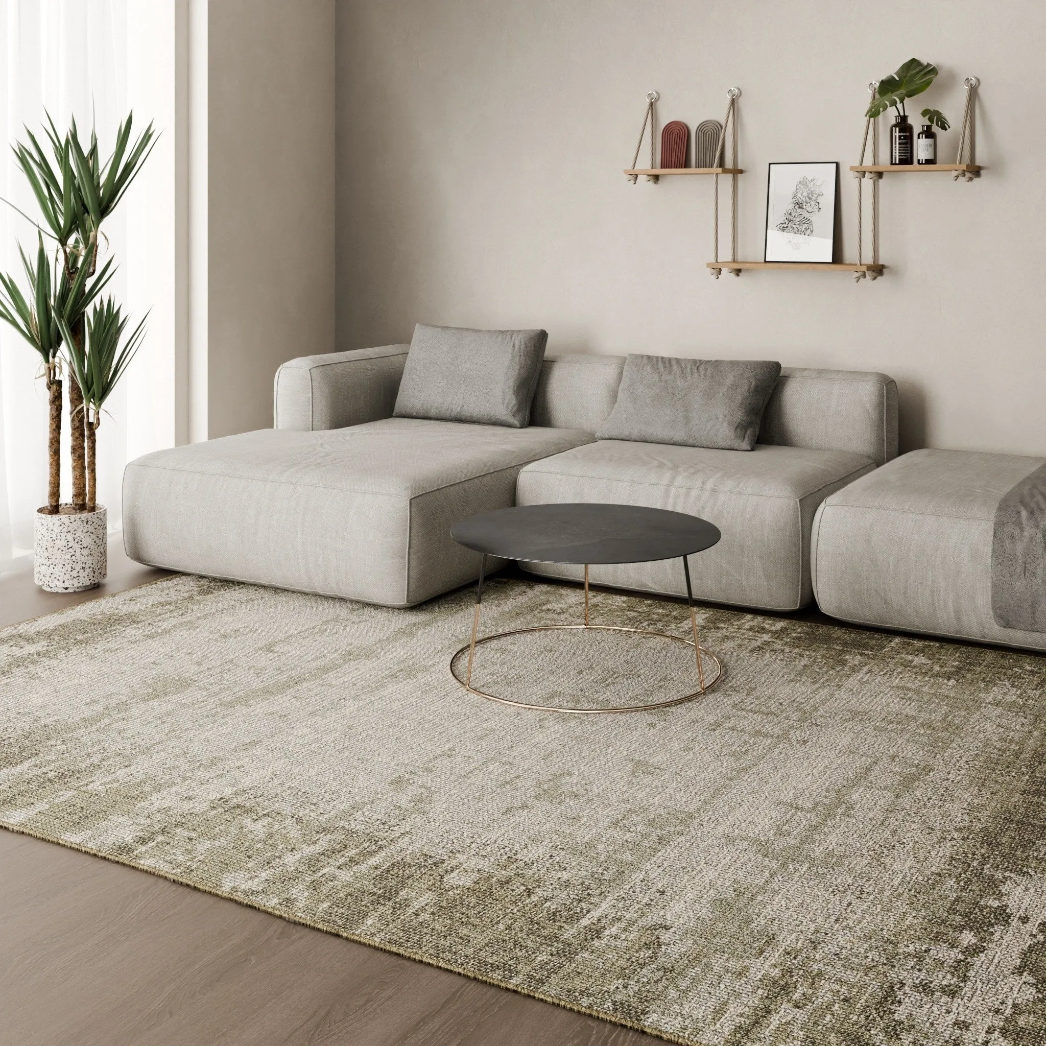 Vista Home Calla Modern Abstract Green/ Ivory Indoor/Outdoor Area Rug