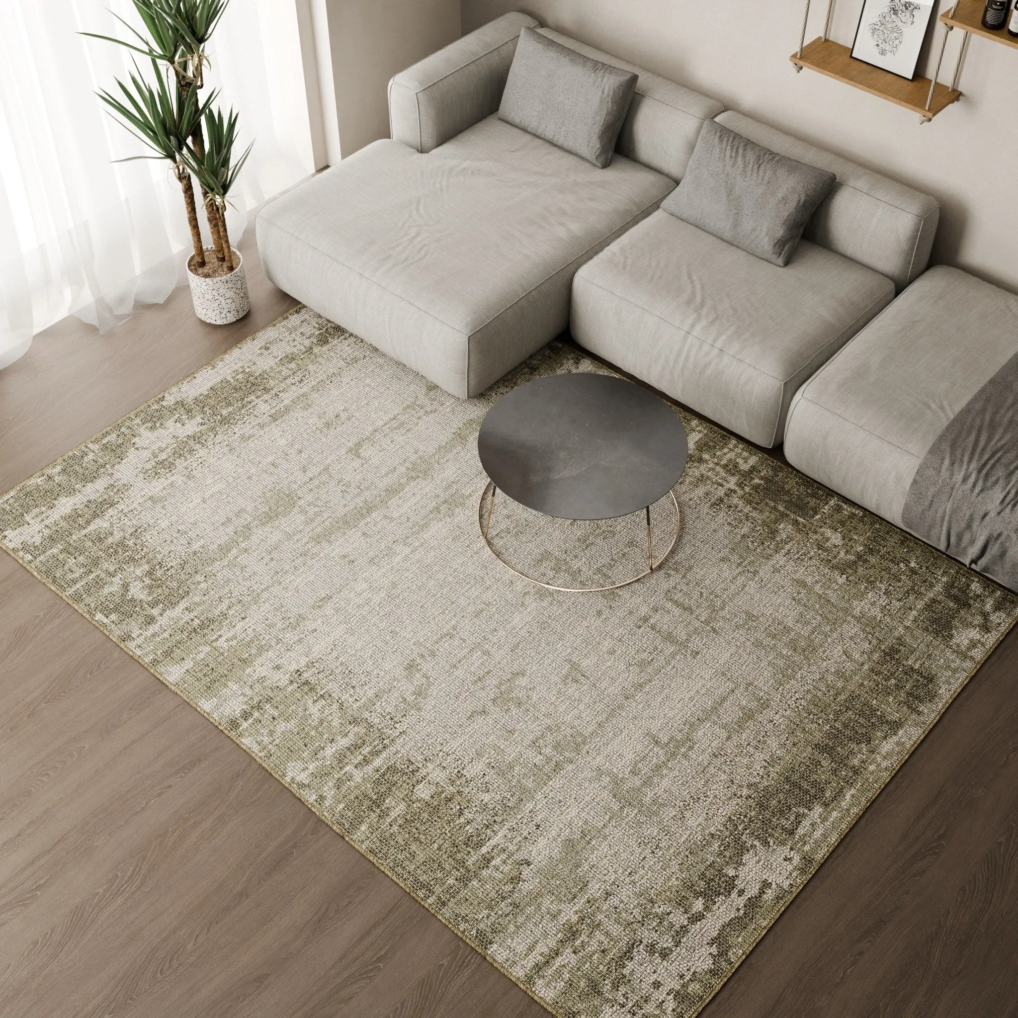 Vista Home Calla Modern Abstract Green/ Ivory Indoor/Outdoor Area Rug