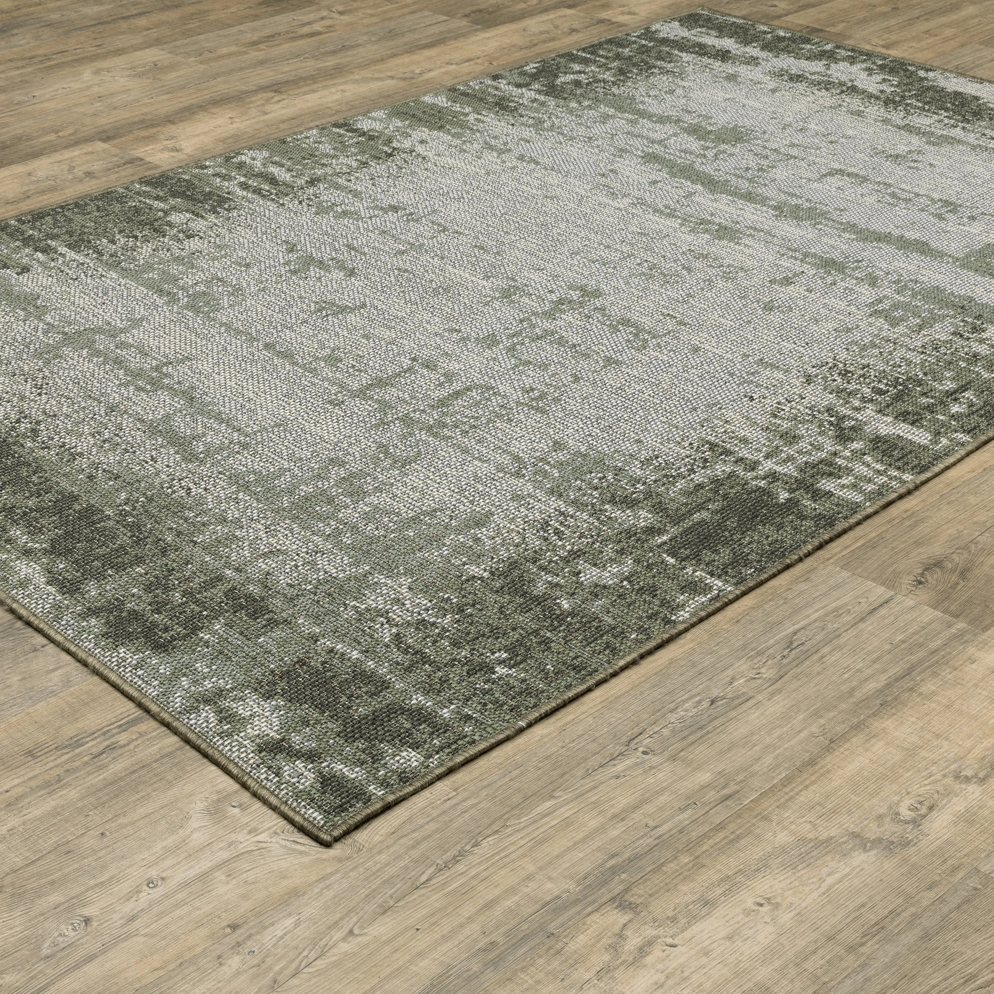 Vista Home Calla Modern Abstract Green/ Ivory Indoor/Outdoor Area Rug