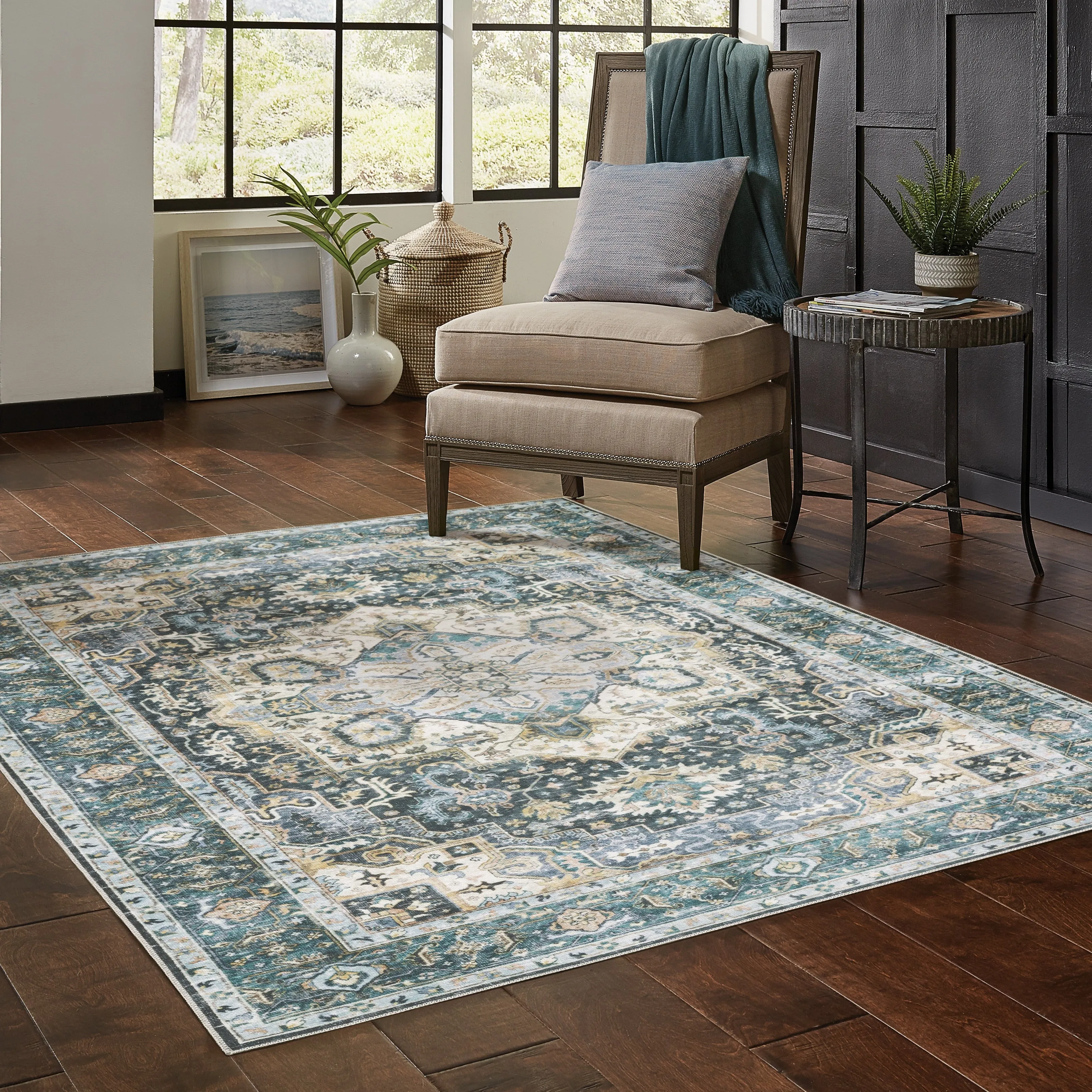 Vista Home Clarissa Washable Center Medallion Indoor Area Rug