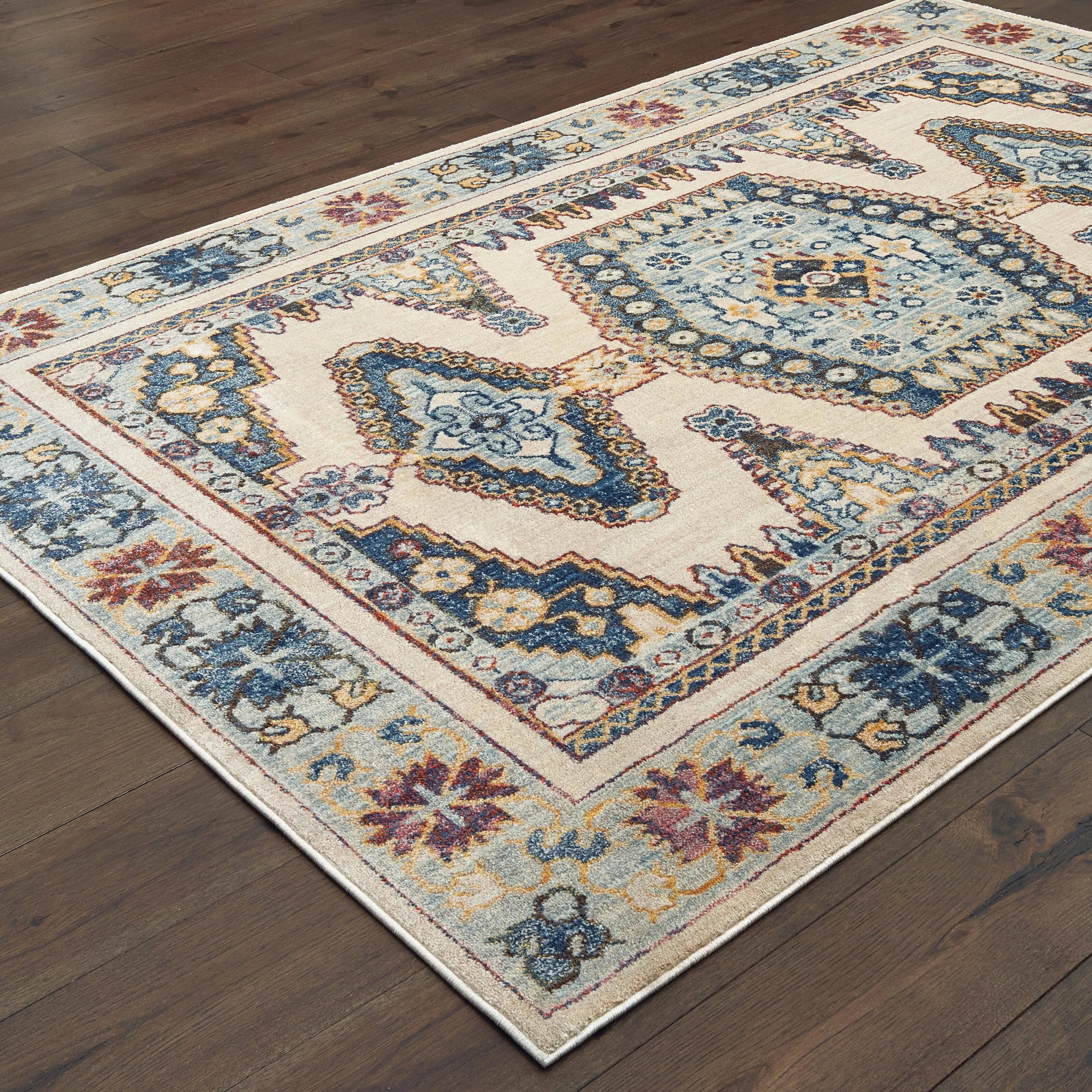 Vista Home Cumberland Tribal Medallion Ivory/ Blue Area Rug