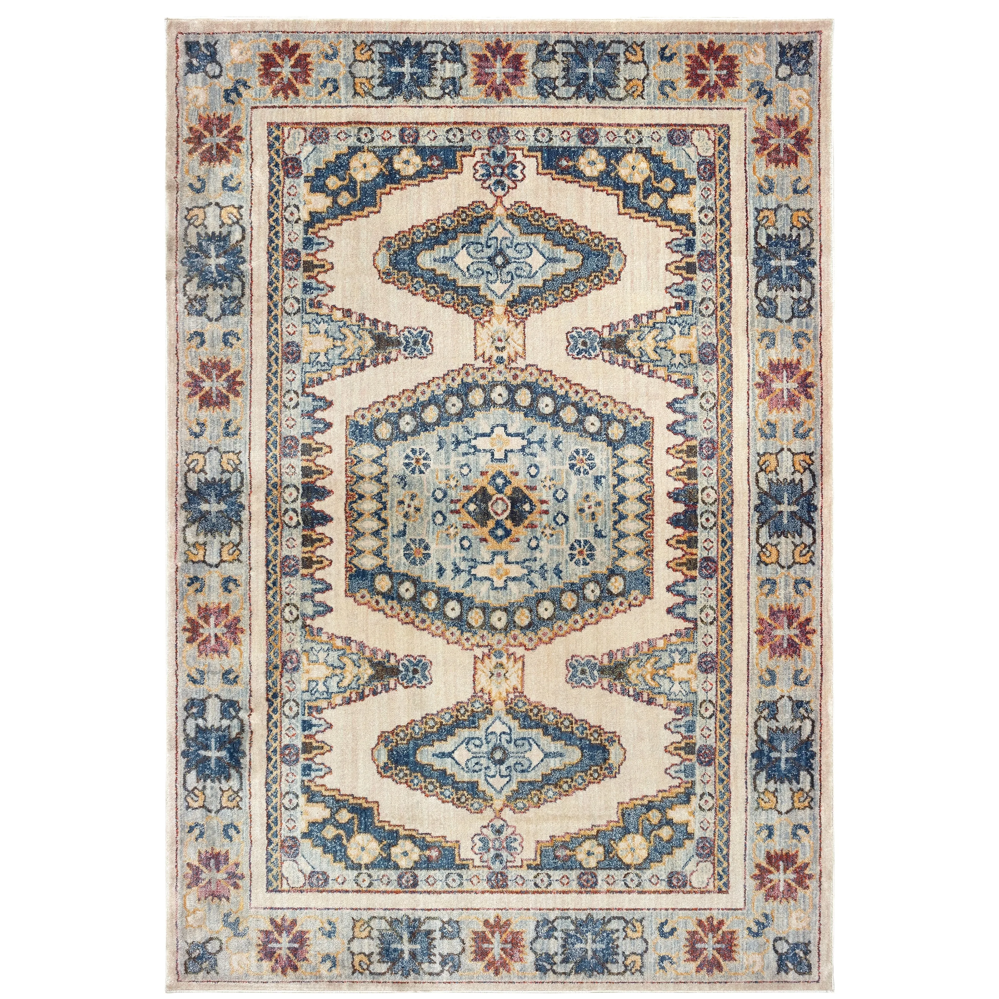 Vista Home Cumberland Tribal Medallion Ivory/ Blue Area Rug