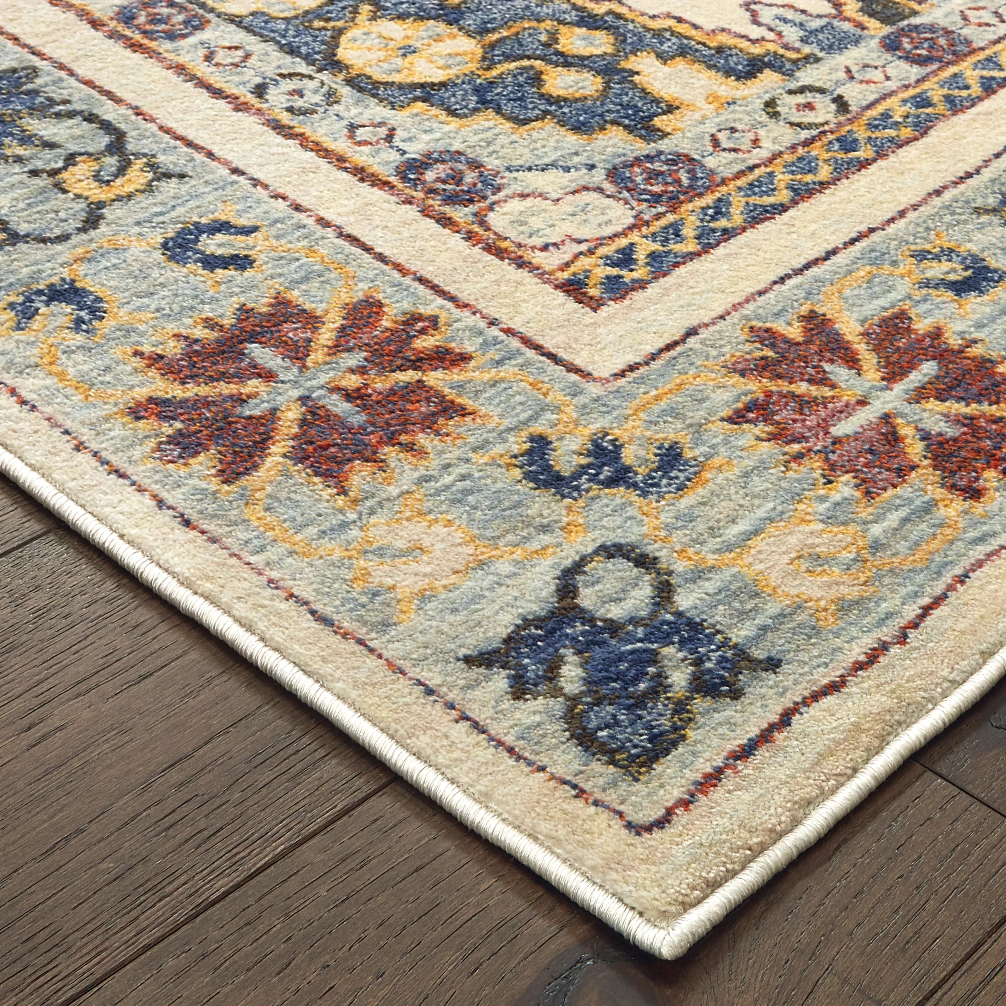 Vista Home Cumberland Tribal Medallion Ivory/ Blue Area Rug