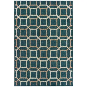 Vista Home Higgins Geometric Tile Blue-Green/Oatmeal Indoor-Outdoor Rug