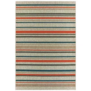 Vista Home Higgins Striped Grey/ Blue Indoor/ Outdoor Area Rug