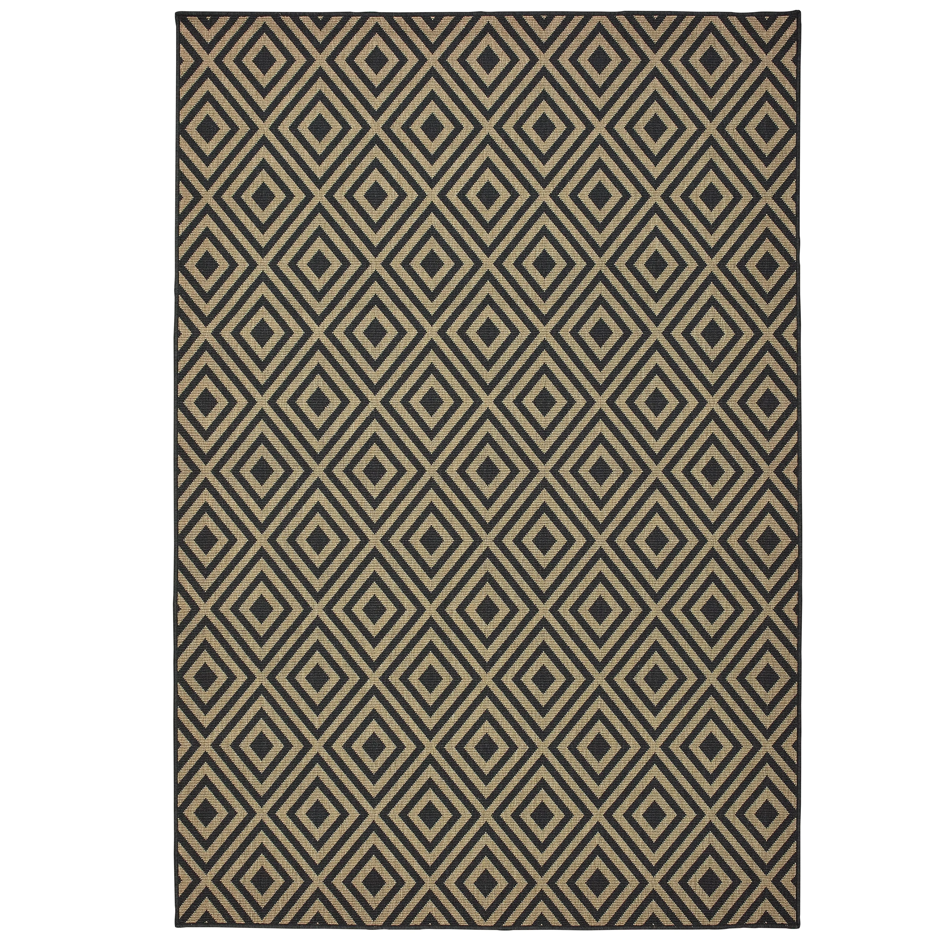 Vista Home Malta Black/Tan Diamond Indoor-Outdoor Rug.