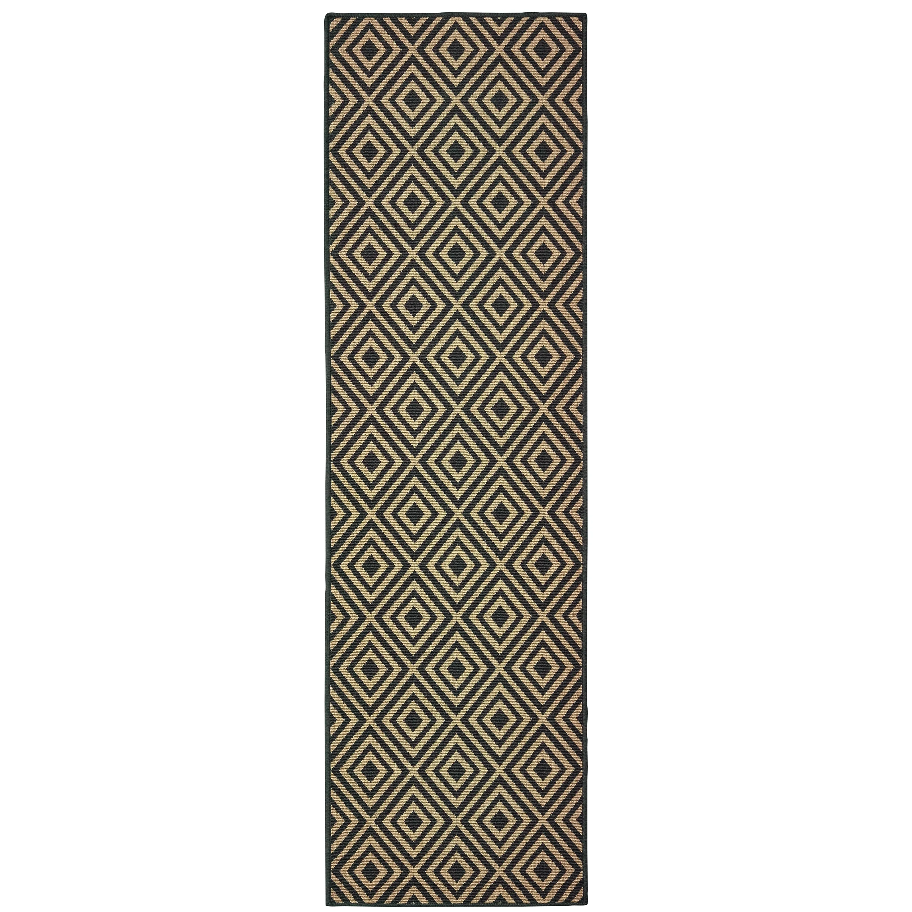 Vista Home Malta Black/Tan Diamond Indoor-Outdoor Rug.