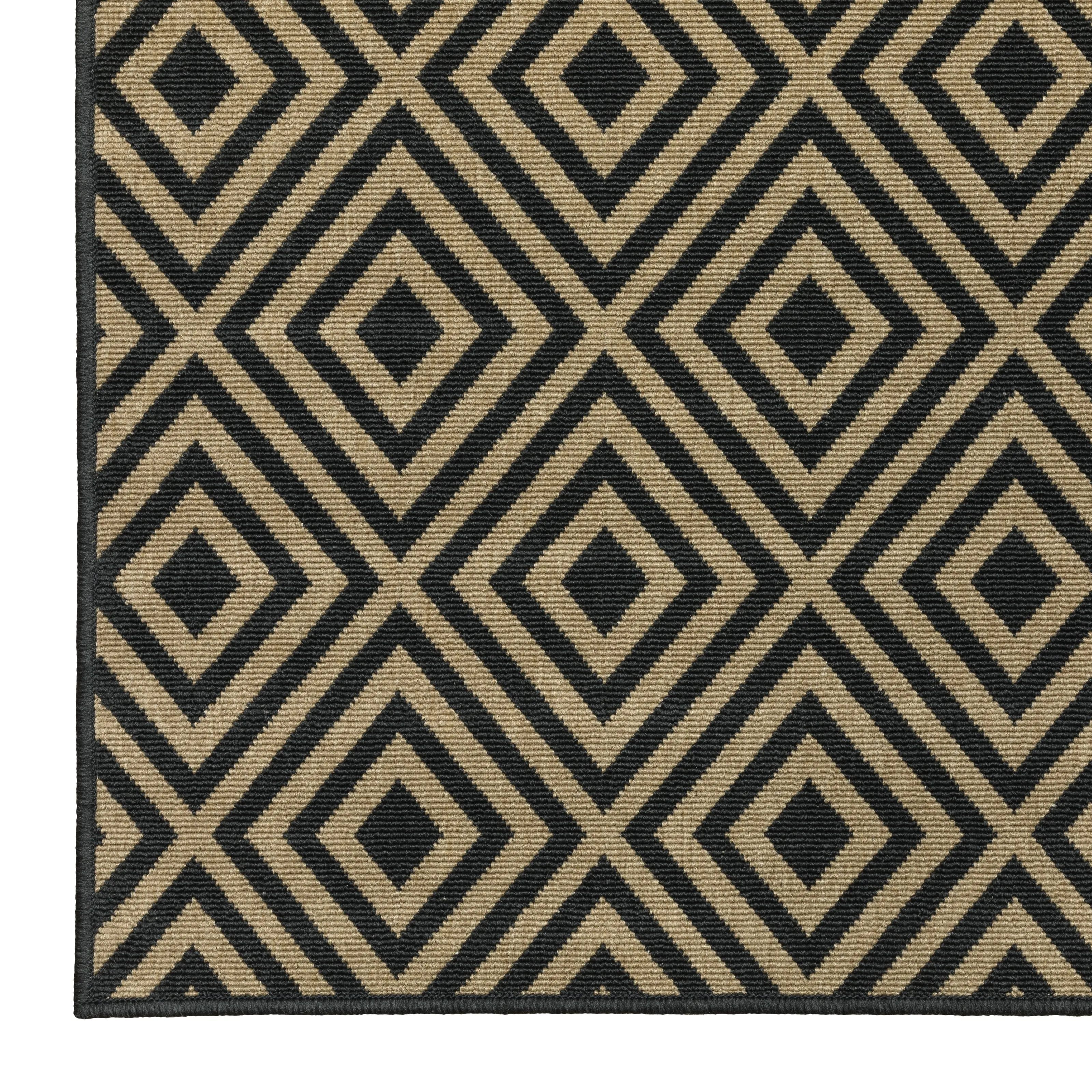 Vista Home Malta Black/Tan Diamond Indoor-Outdoor Rug.