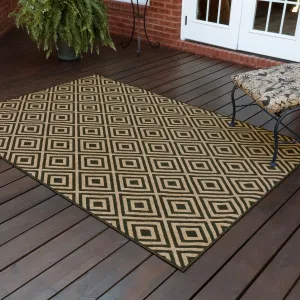 Vista Home Malta Black/Tan Diamond Indoor-Outdoor Rug.