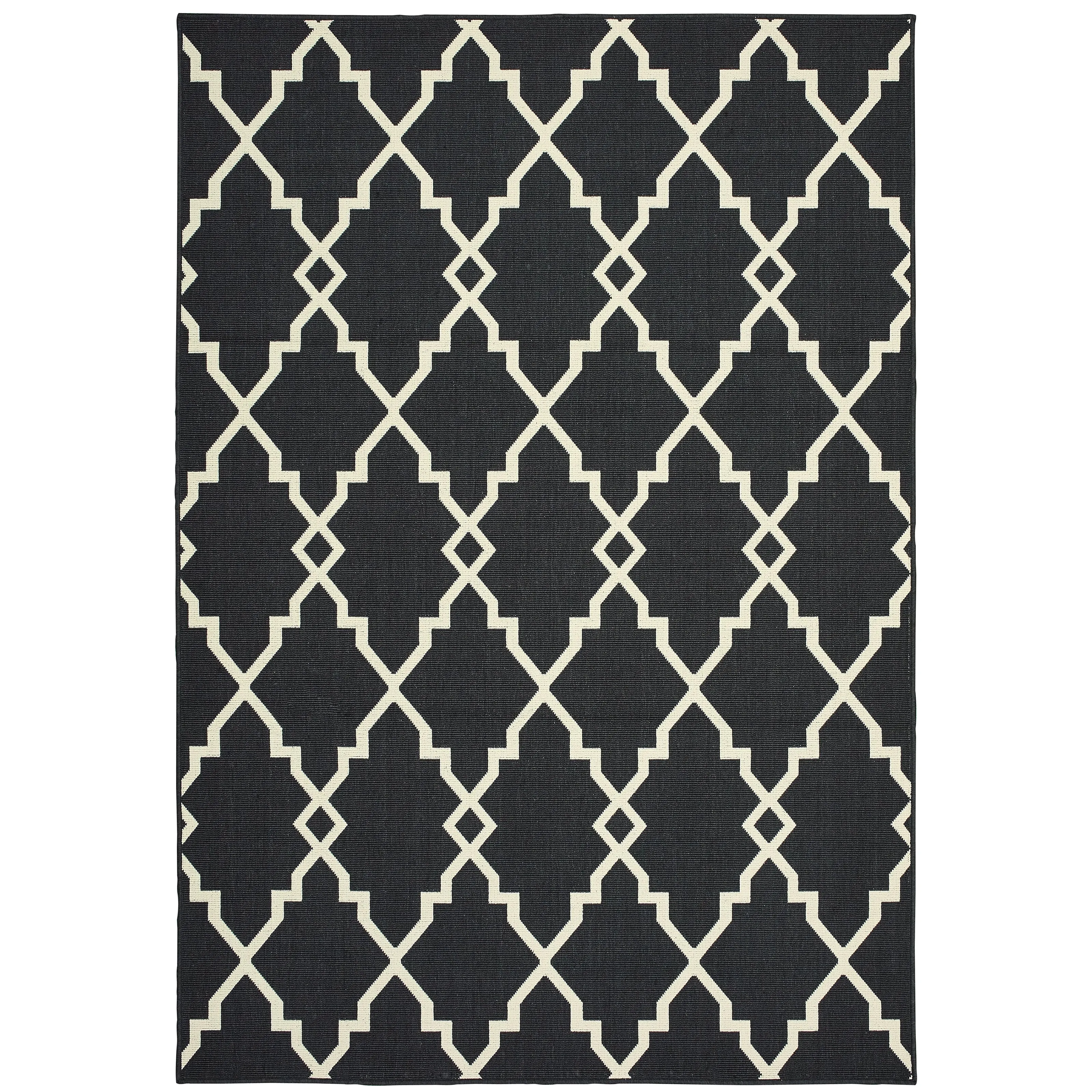 Vista Home Malta Lattice Black/ Off-White Indoor Outdoor Area Rug.