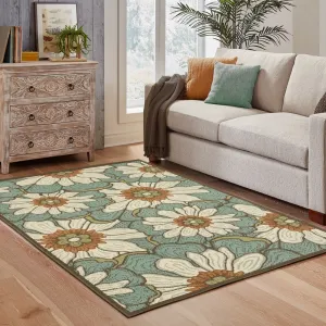 Vista Home Malta Overscale Floral Blue/Brown Indoor-Outdoor Rug