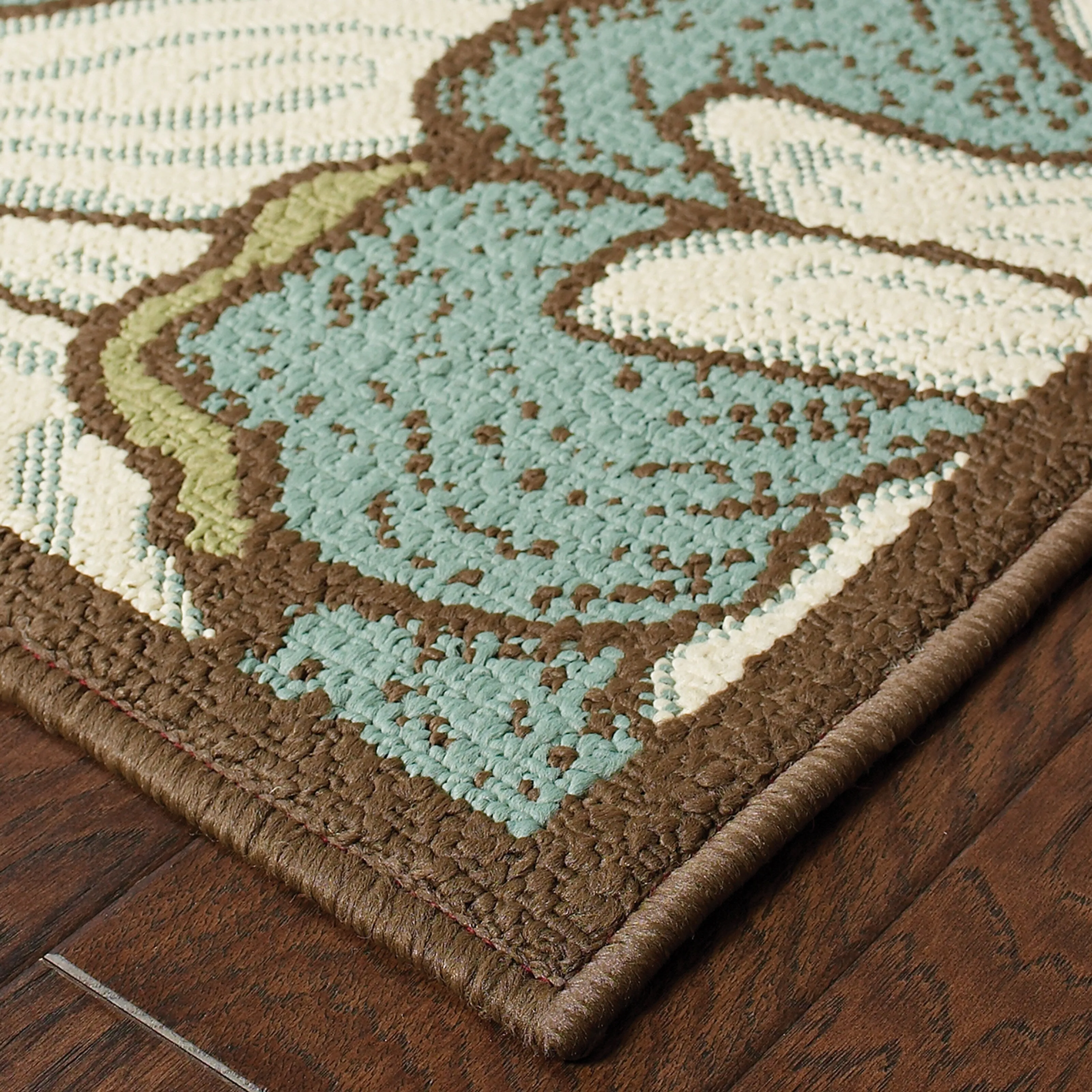 Vista Home Malta Overscale Floral Blue/Brown Indoor-Outdoor Rug