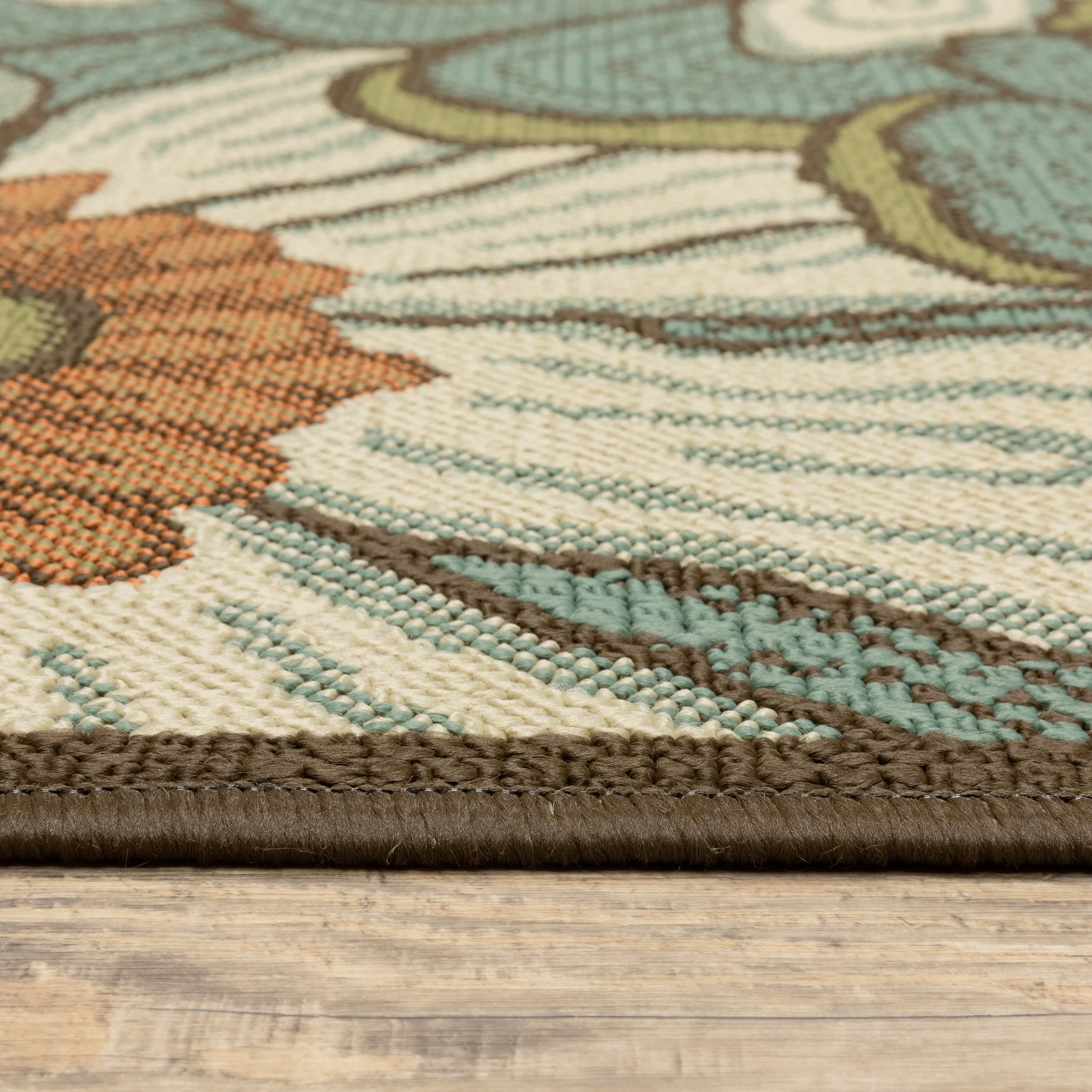 Vista Home Malta Overscale Floral Blue/Brown Indoor-Outdoor Rug