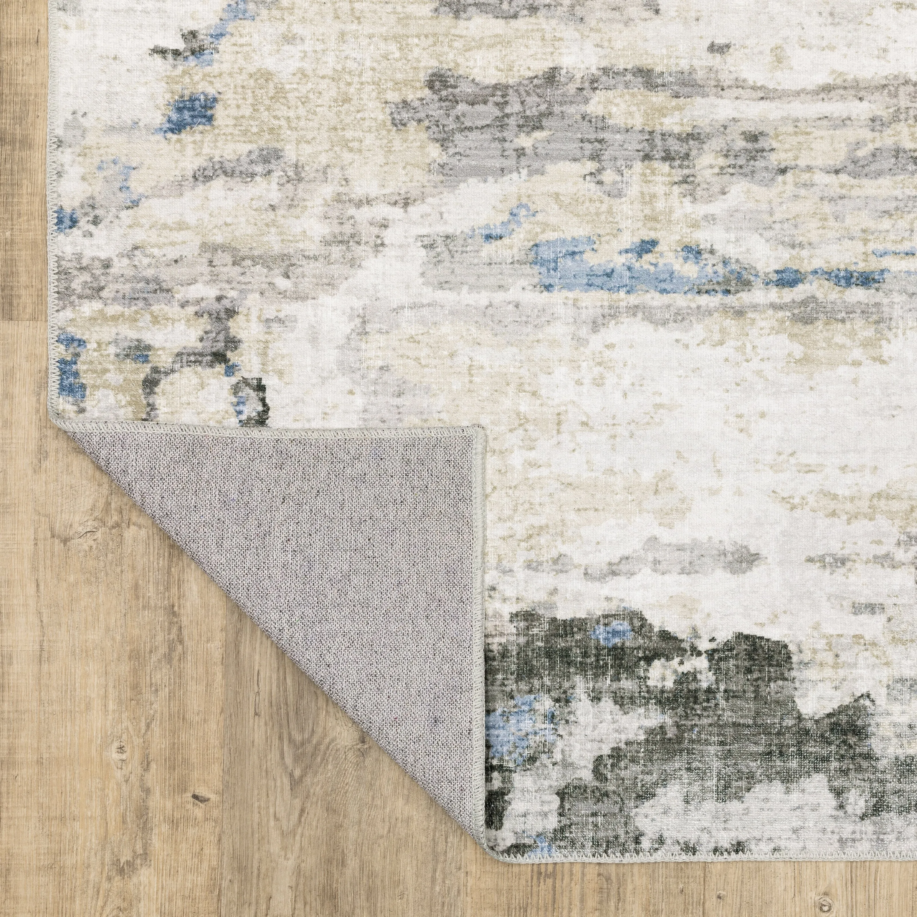 Vista Home Marissa Washable Abstract Grey/ Blue Indoor Area Rug