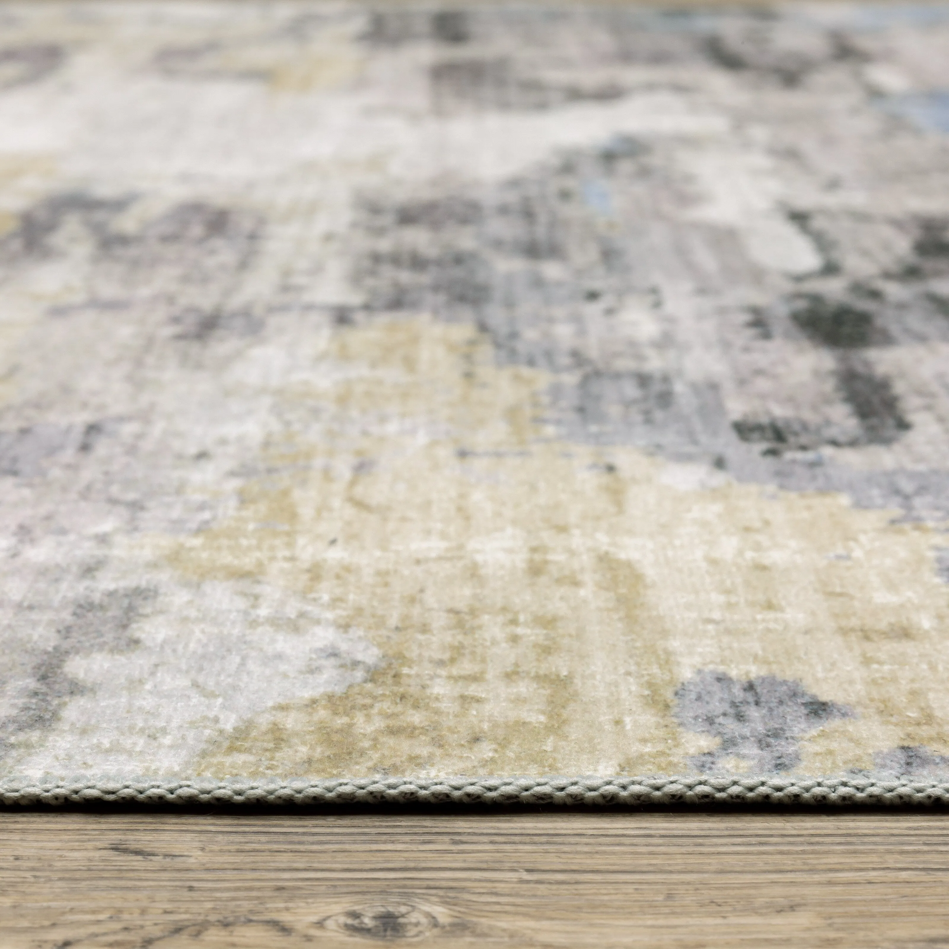 Vista Home Marissa Washable Abstract Grey/ Blue Indoor Area Rug