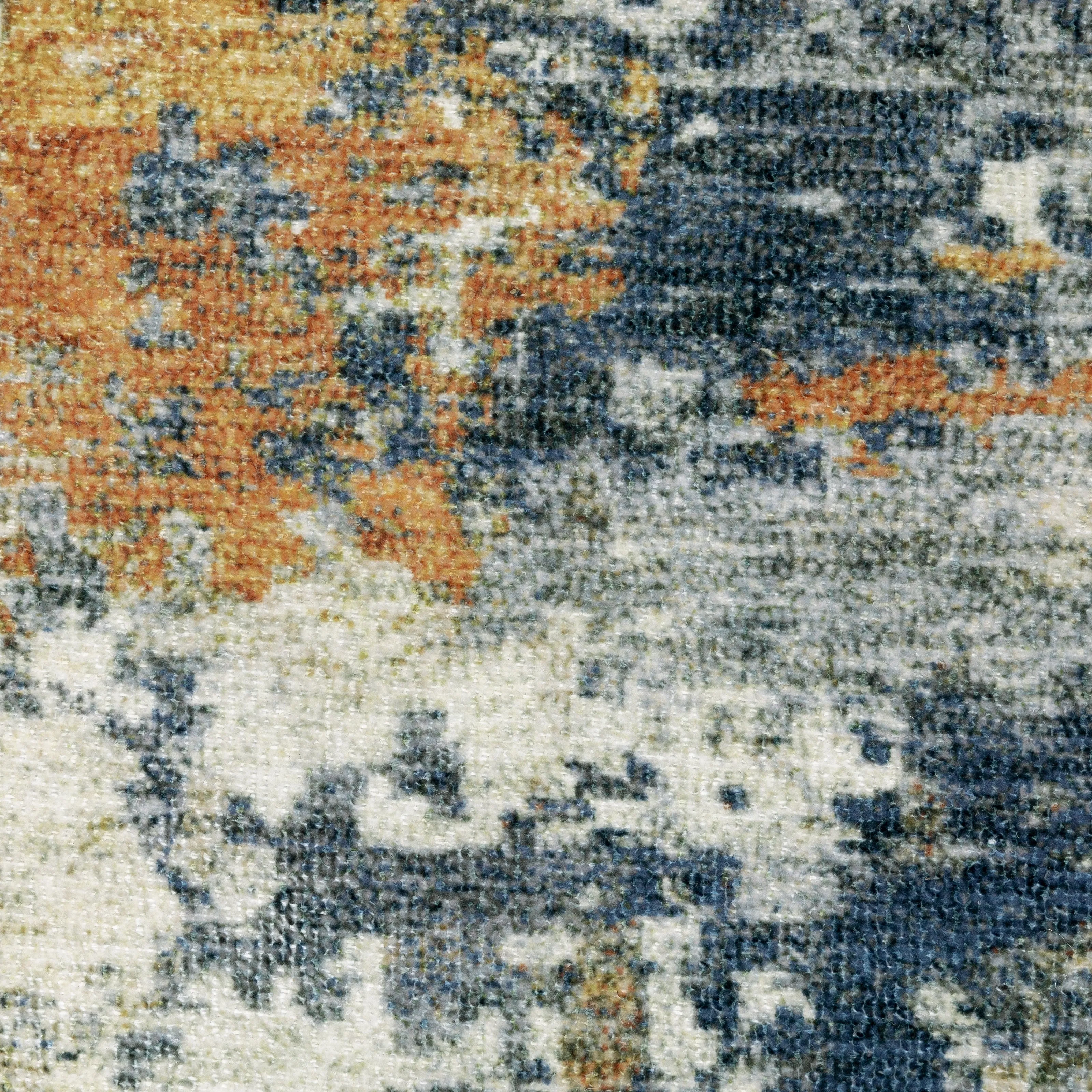 Vista Home Marissa Washable Contemporary Abstract Orange/ Blue Indoor Area Rug