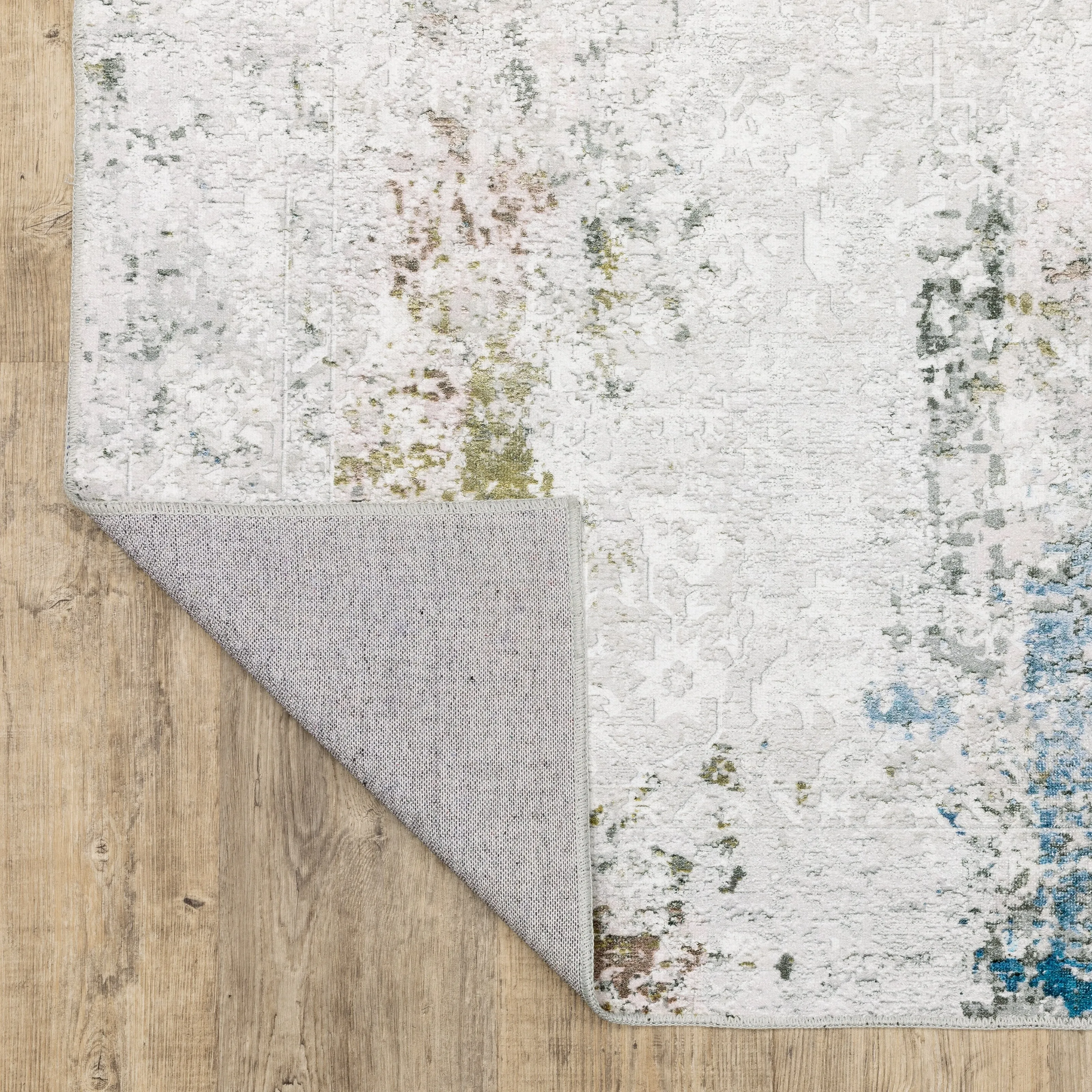 Vista Home Marissa Washable Faded Oriental Ivory/ Blue Indoor Area Rug