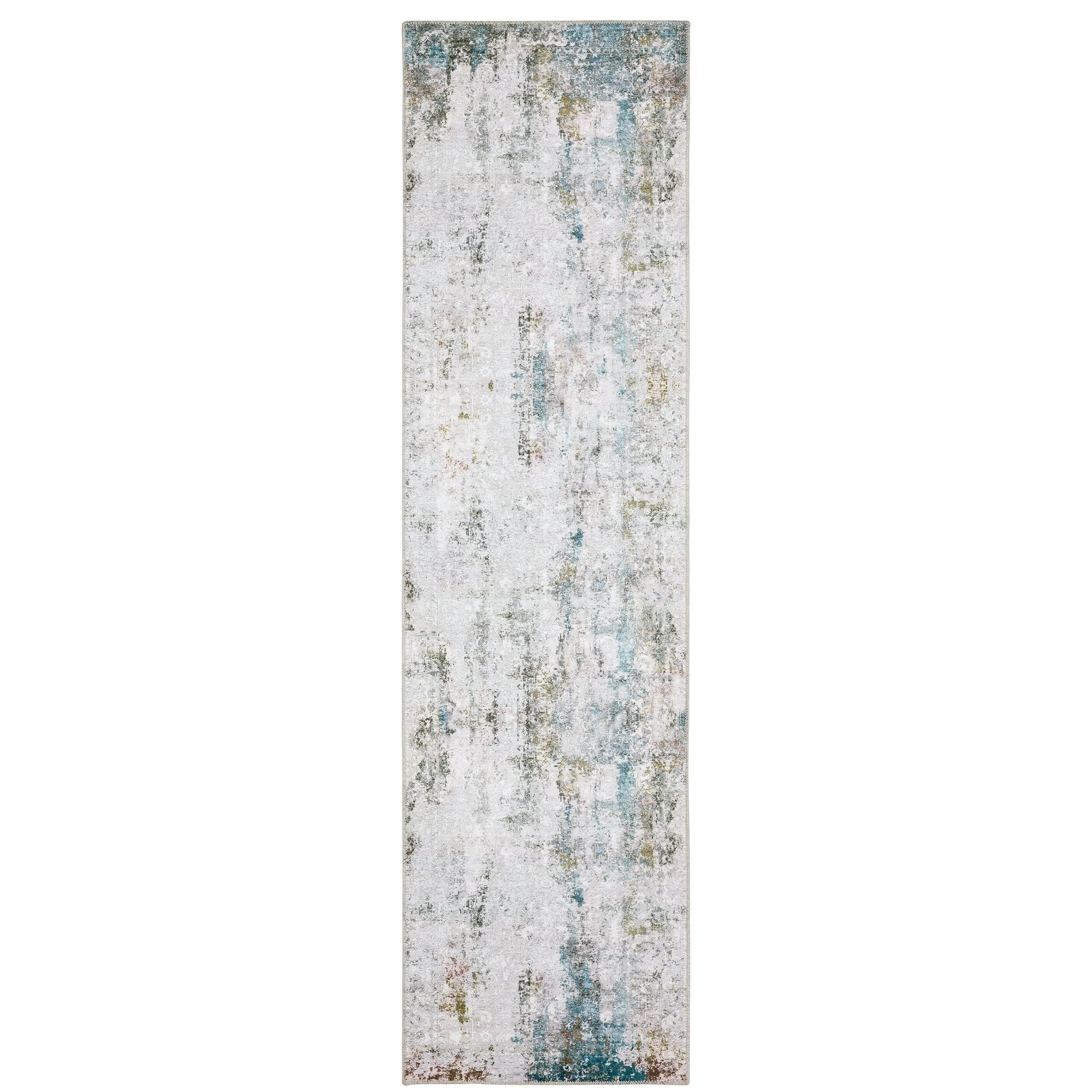Vista Home Marissa Washable Faded Oriental Ivory/ Blue Indoor Area Rug