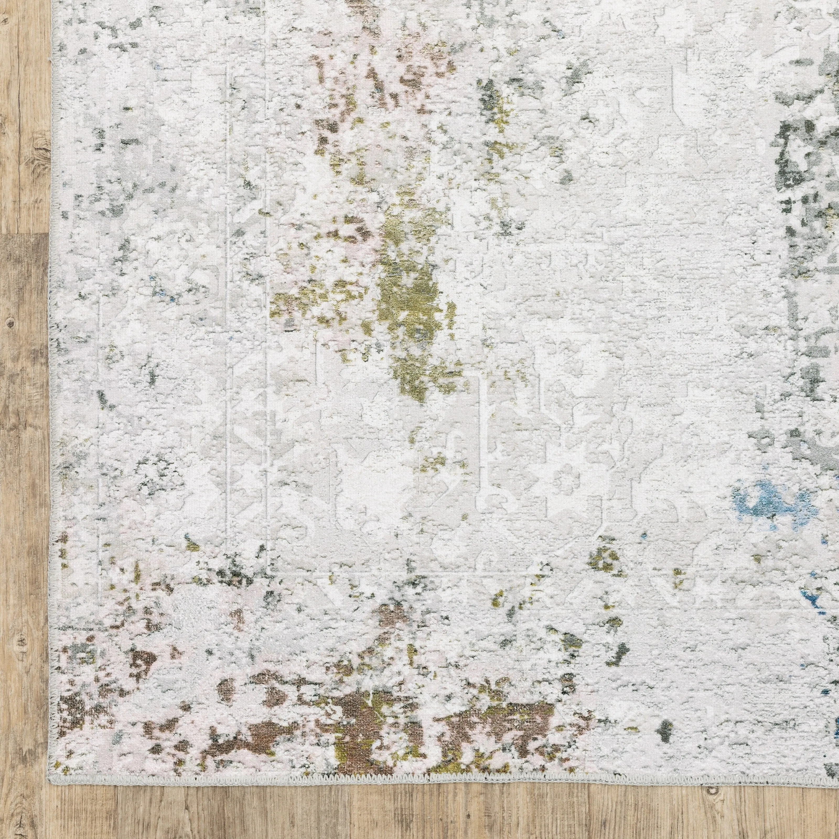 Vista Home Marissa Washable Faded Oriental Ivory/ Blue Indoor Area Rug