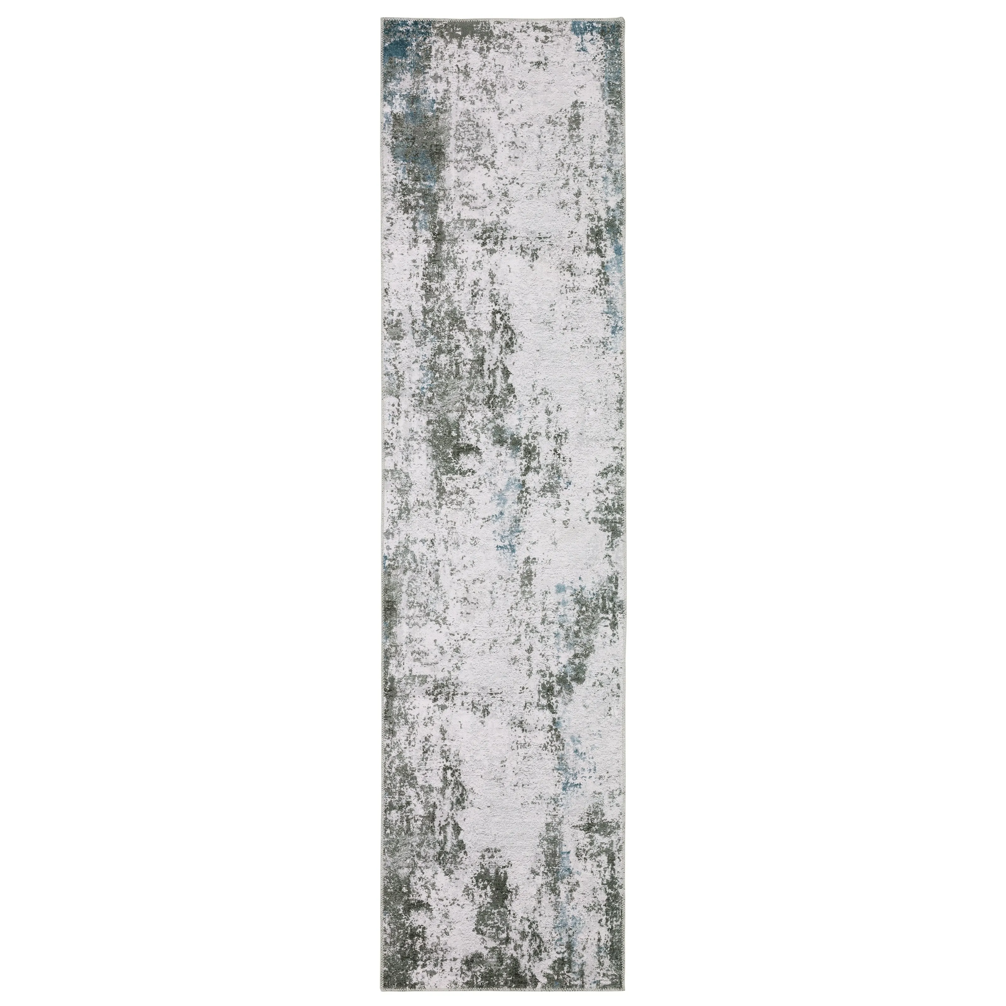 Vista Home Marissa Washable Marbled Abstract Grey/ Blue Indoor Area Rug