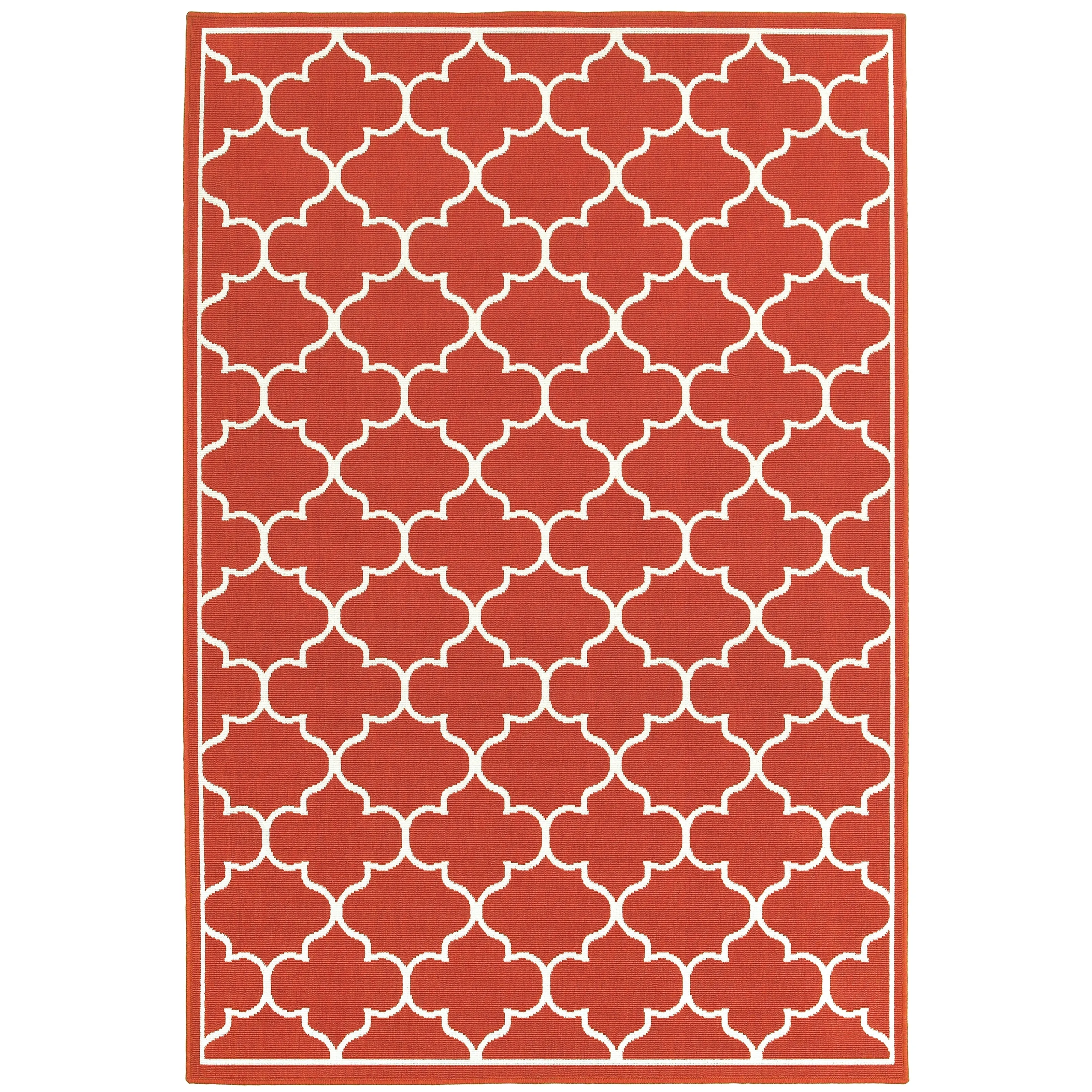 Vista Home Martinique Off-White/Brick Red Lattice Indoor/Outdoor Rug.