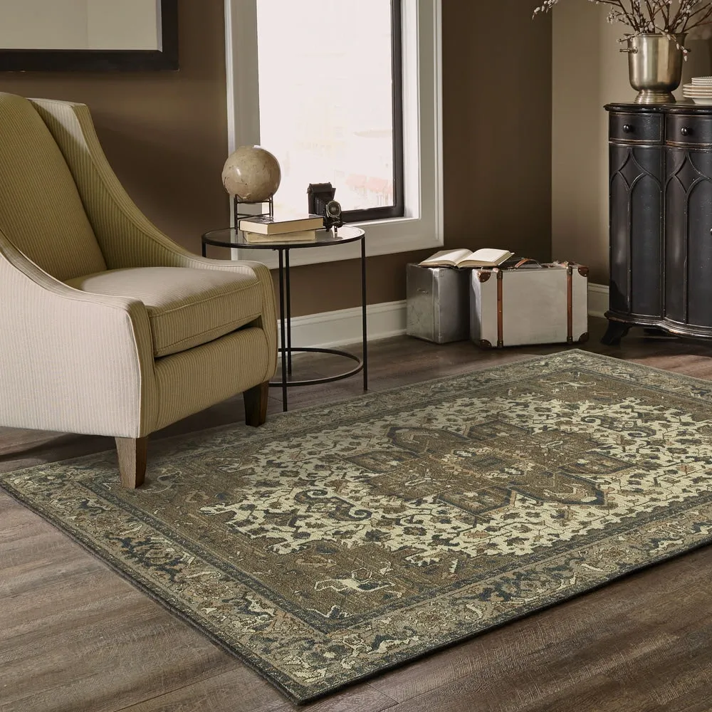 Vista Home Noble Medallion Ivory/ Grey Rug