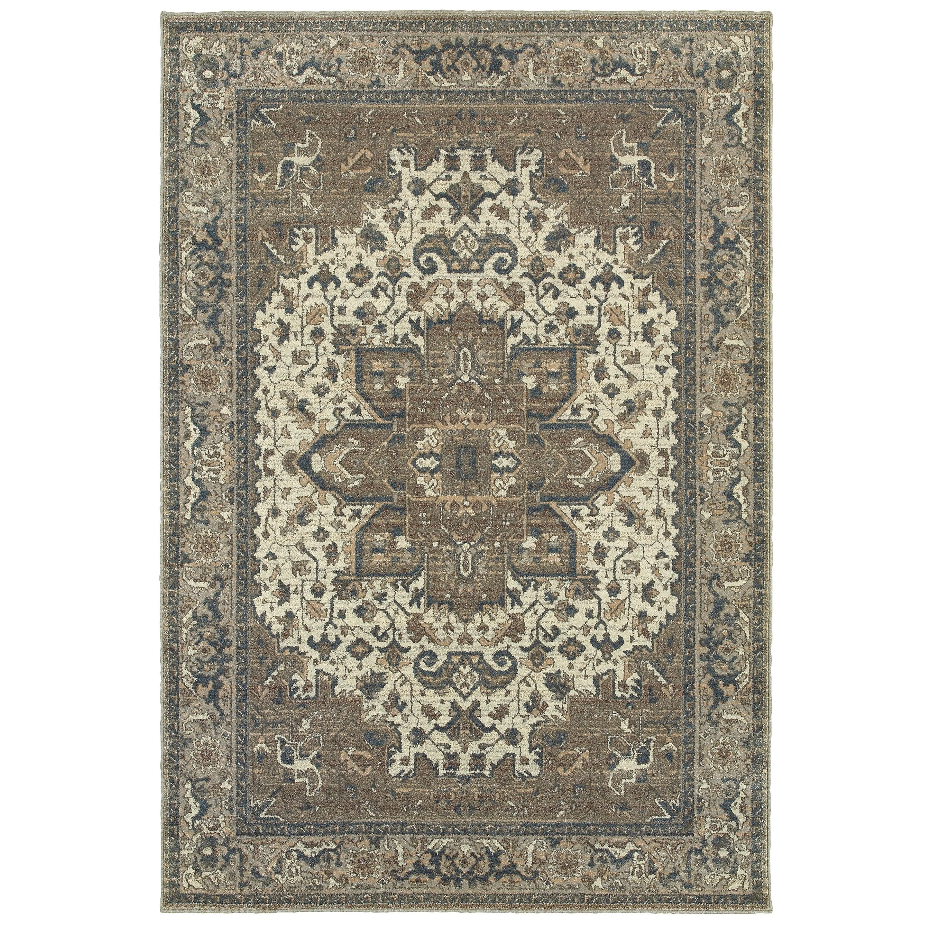 Vista Home Noble Medallion Ivory/ Grey Rug