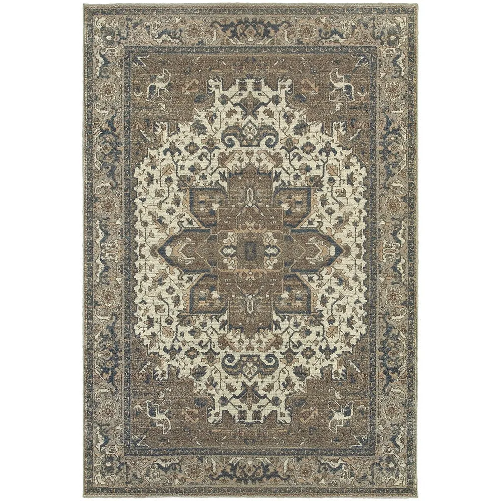Vista Home Noble Medallion Ivory/ Grey Rug