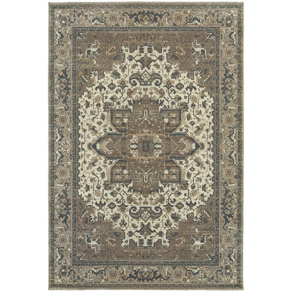 Vista Home Noble Medallion Ivory/ Grey Rug