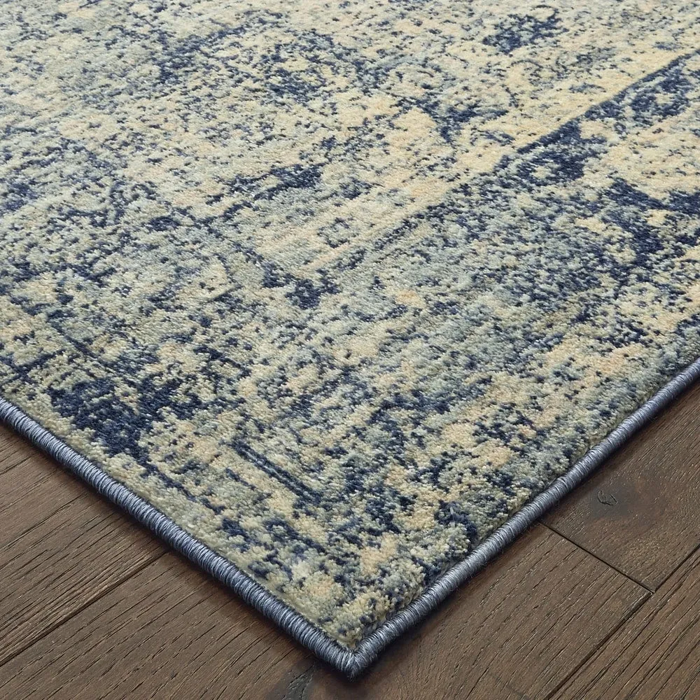 Vista Home Regent Distressed Medallion Blue/ Orange Area Rug