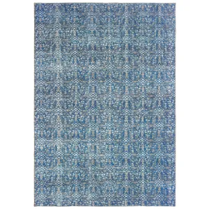 Vista Home Savannah Distressed Floral Blue and Brown Area Rug