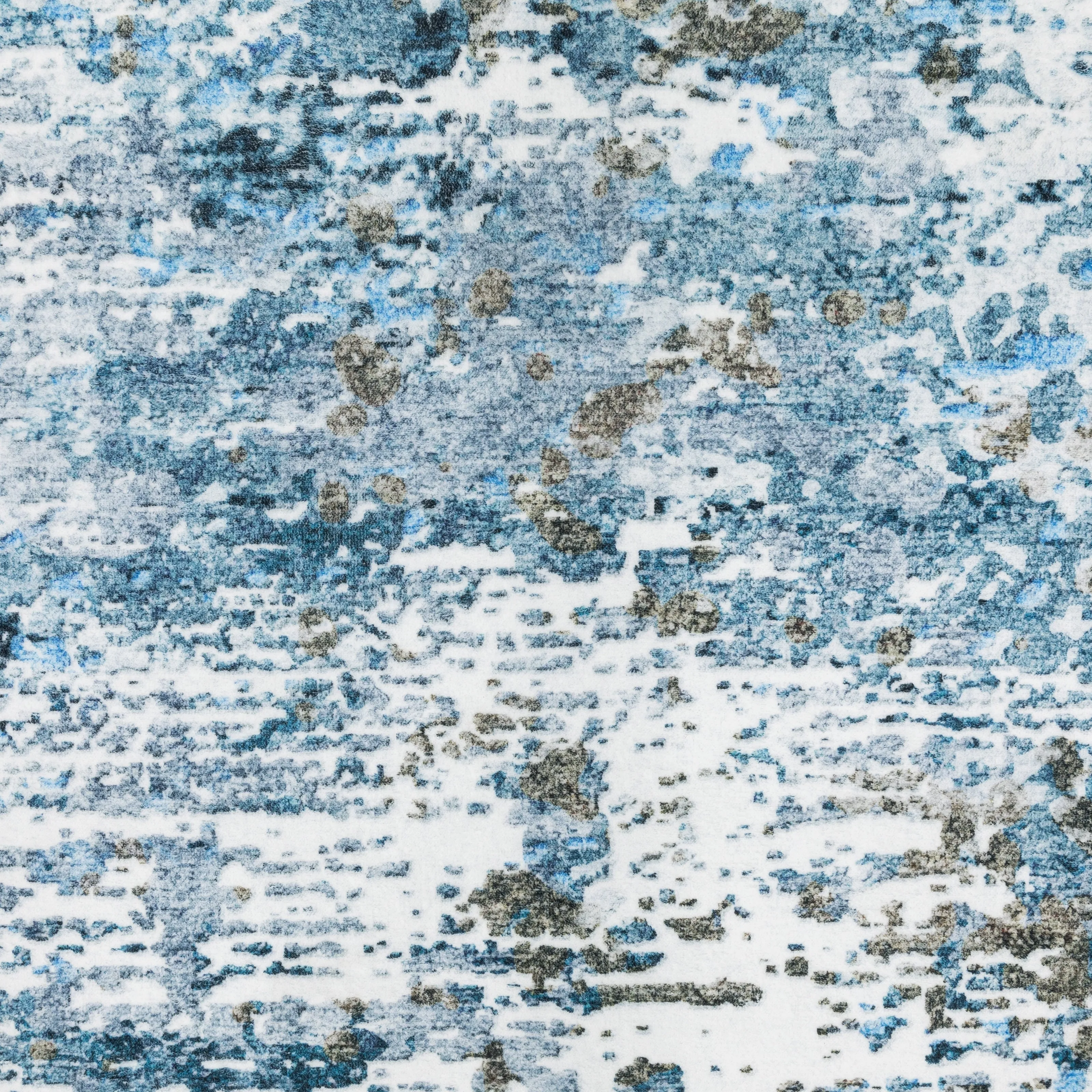 Vista Home Sunderland Icy Abstract Washable Blue/Ivory Area Rug Mat