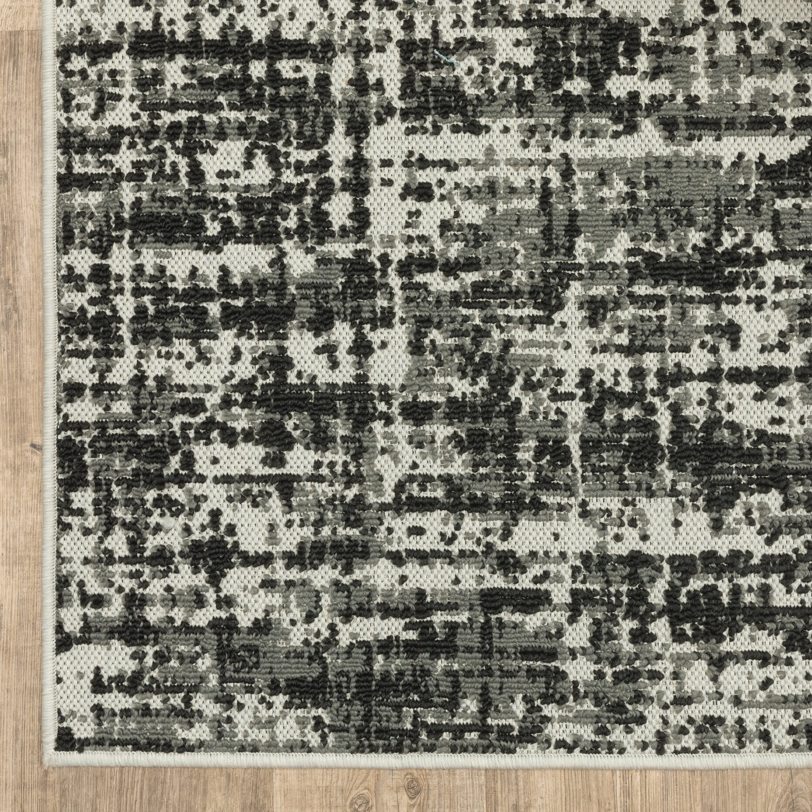 Vista Home Talcot Distressed Abstract Black Indoor-Outdoor Area Rug