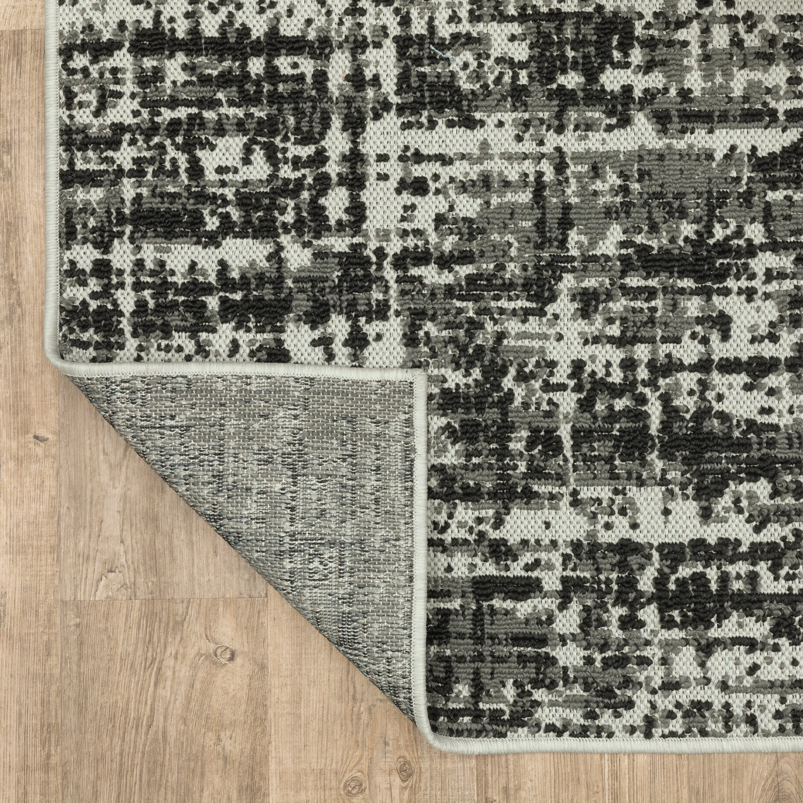 Vista Home Talcot Distressed Abstract Black Indoor-Outdoor Area Rug