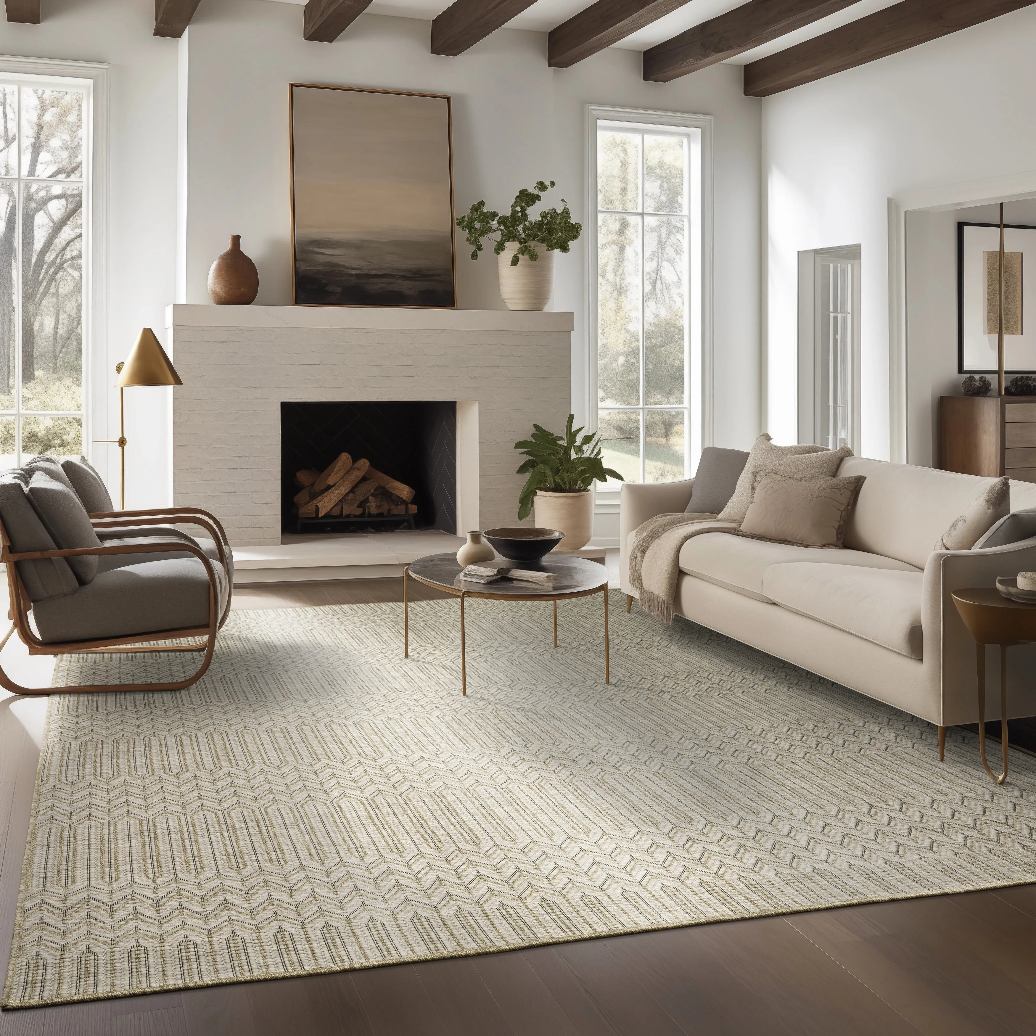 Vista Home Tangelo Geometric Tan/ Black Ultimate Performance Area Rug