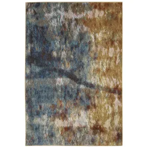 Vista Home Vance Contemporary Abstract Blue/Gold Area Rug
