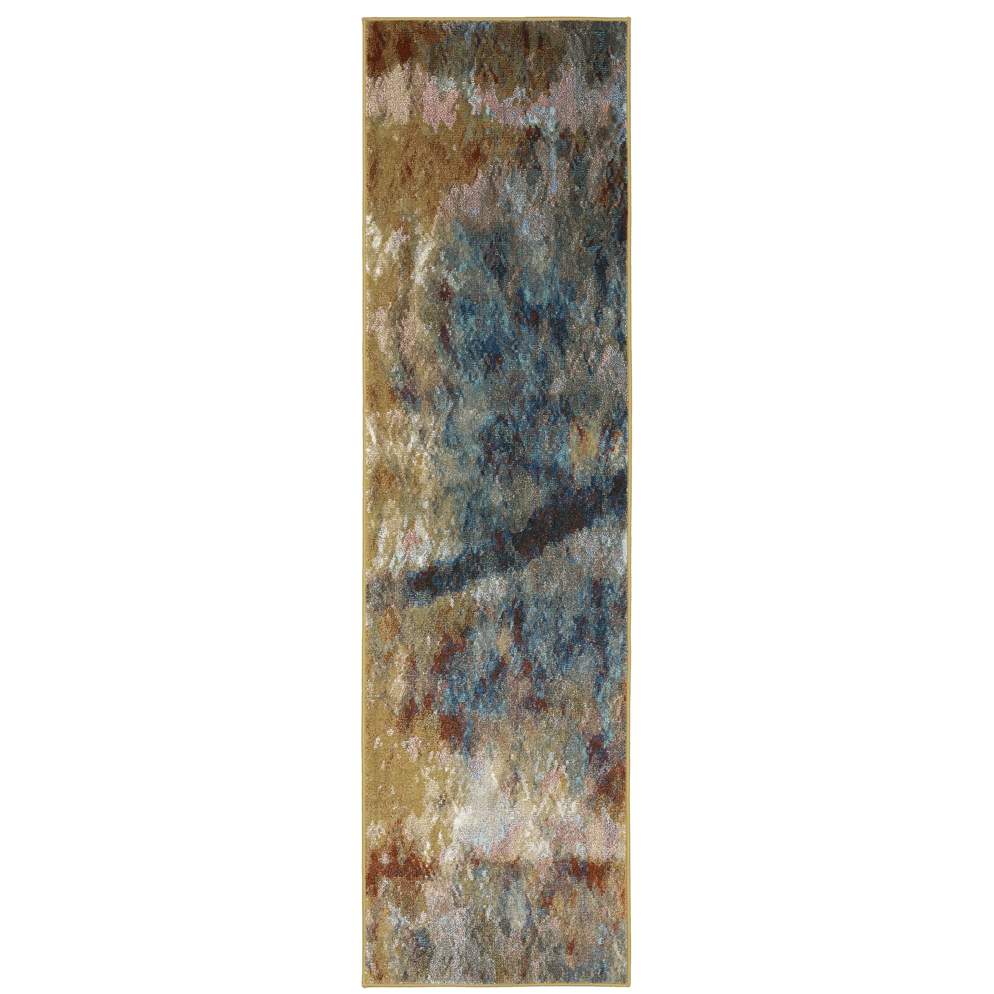 Vista Home Vance Contemporary Abstract Blue/Gold Area Rug