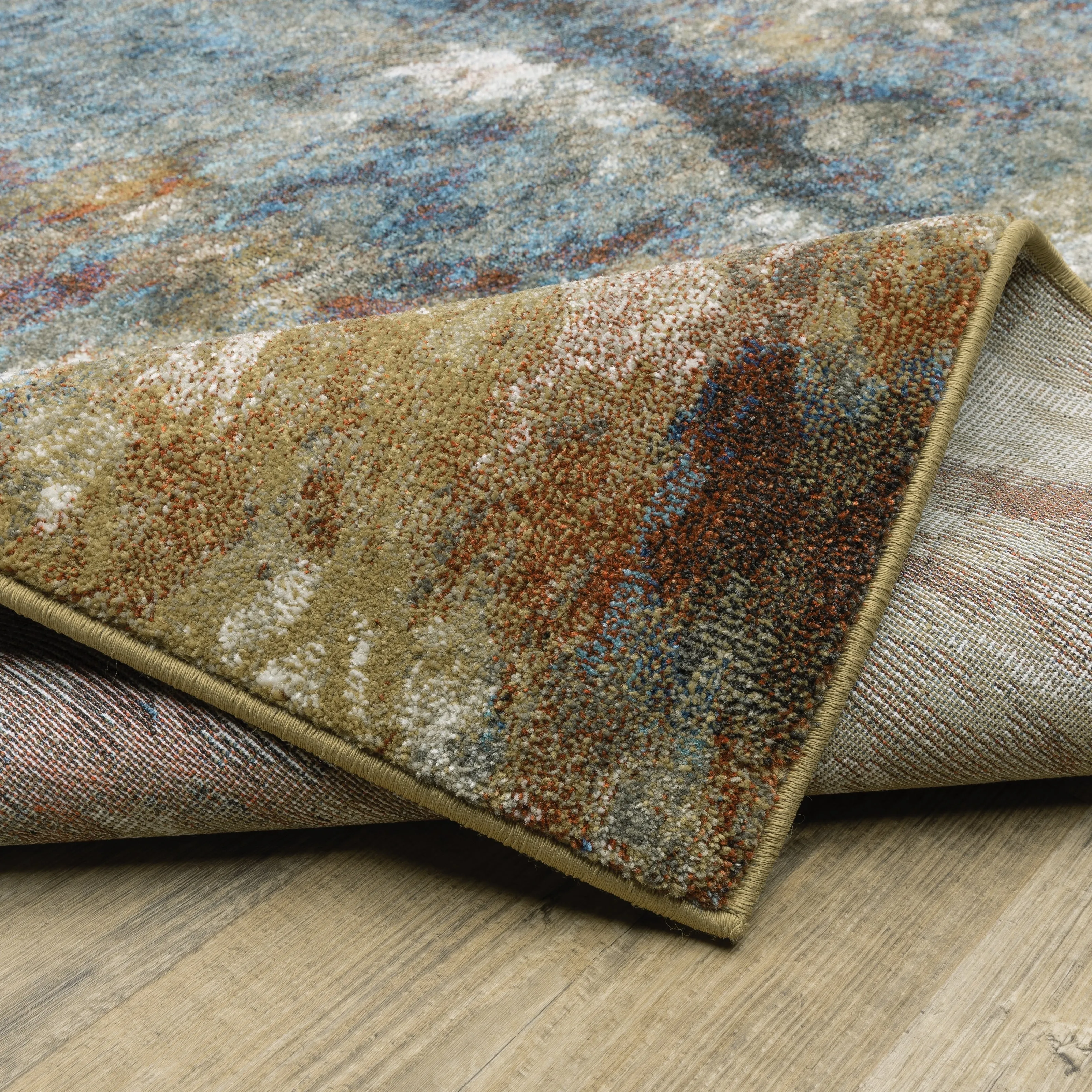 Vista Home Vance Contemporary Abstract Blue/Gold Area Rug