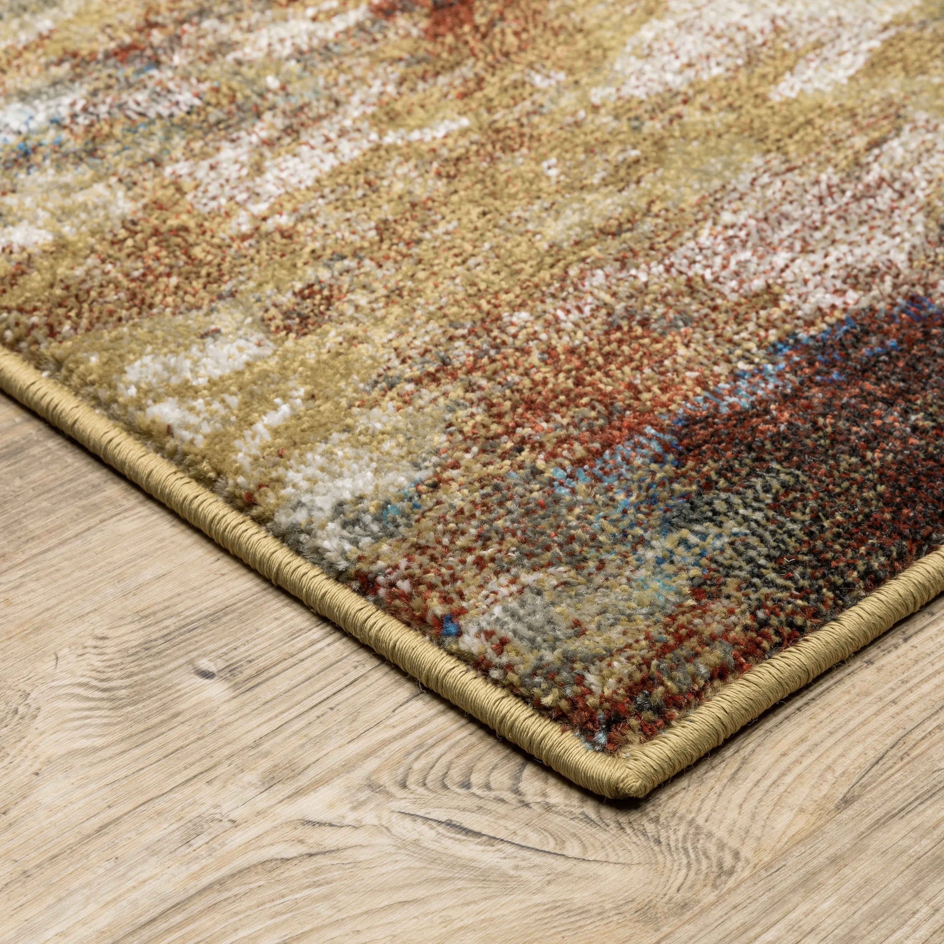 Vista Home Vance Contemporary Abstract Blue/Gold Area Rug
