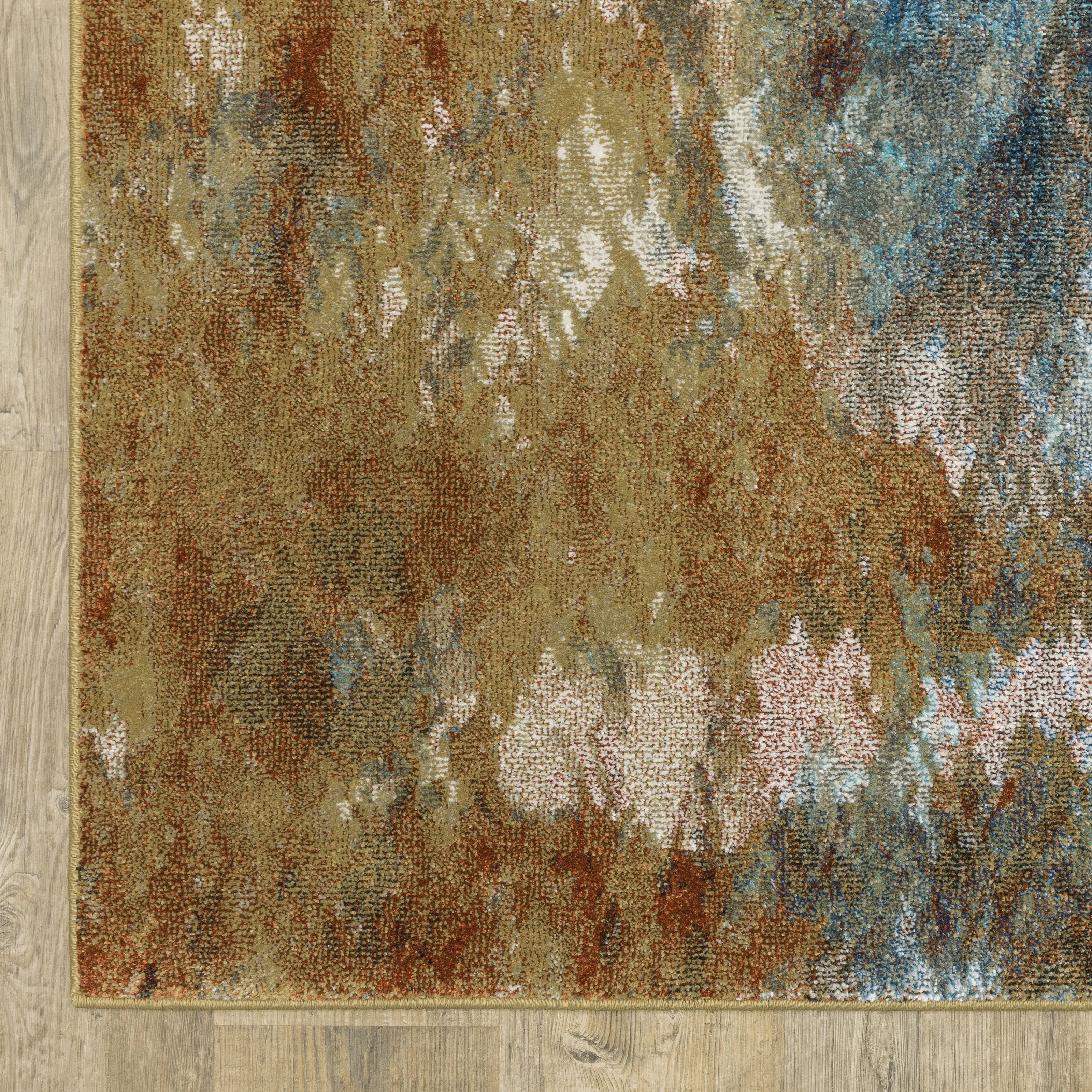 Vista Home Vance Contemporary Abstract Blue/Gold Area Rug