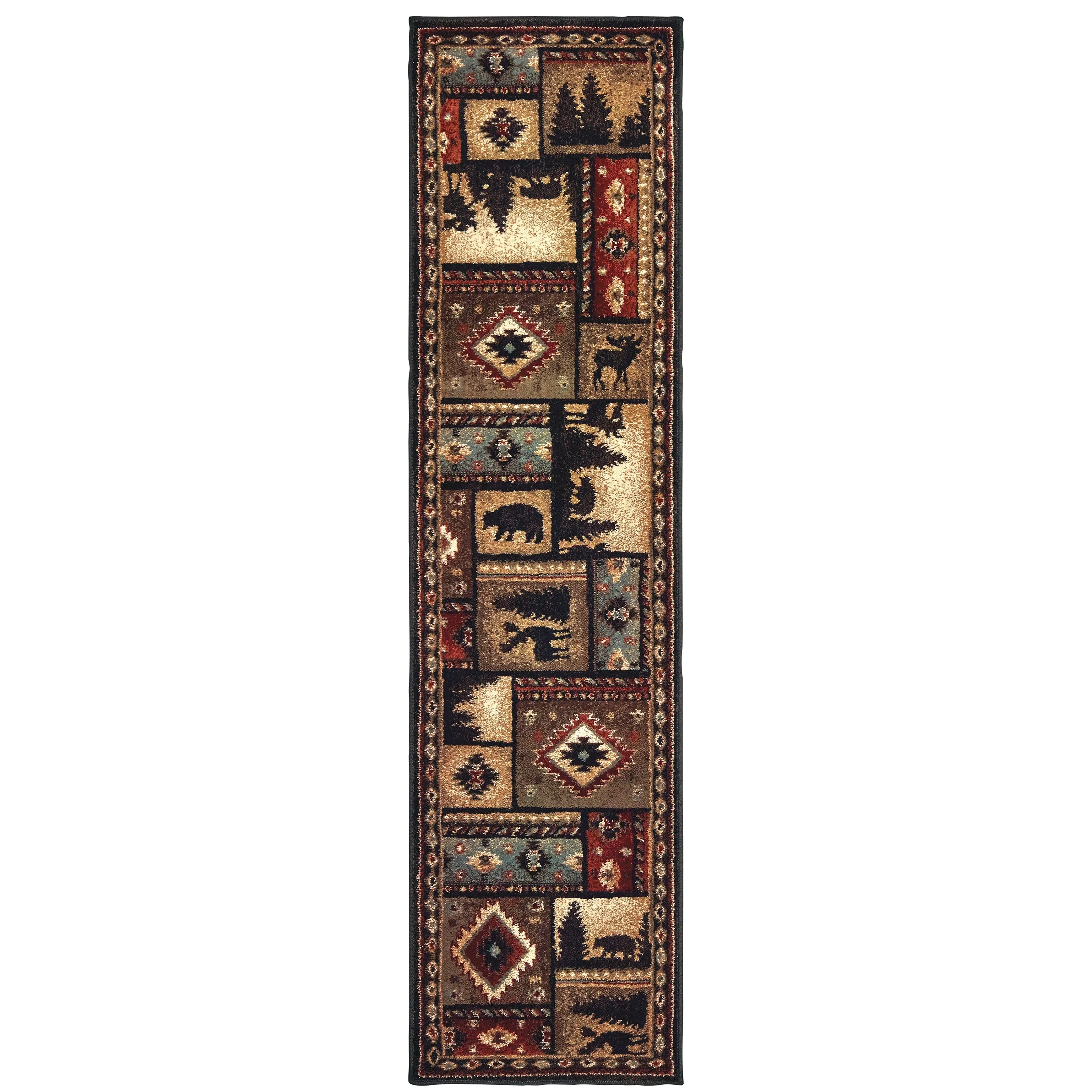 Vista Home Wilder Lodge Patchwork Black/Multi-colored Area Rug.