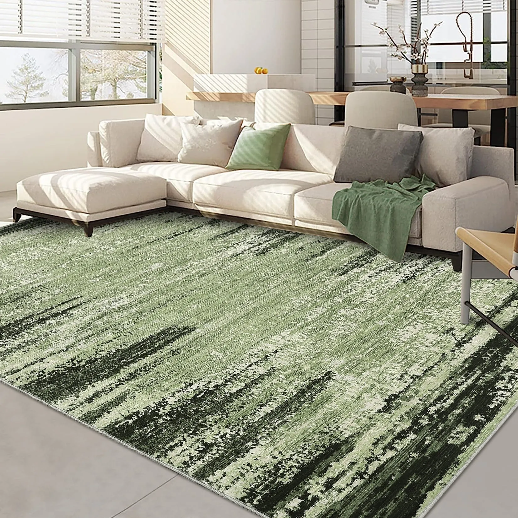 Washable Area Rugs for Living Room Modern Abstract Rug Non Slip Non Shedding Stain Resistant Carpet