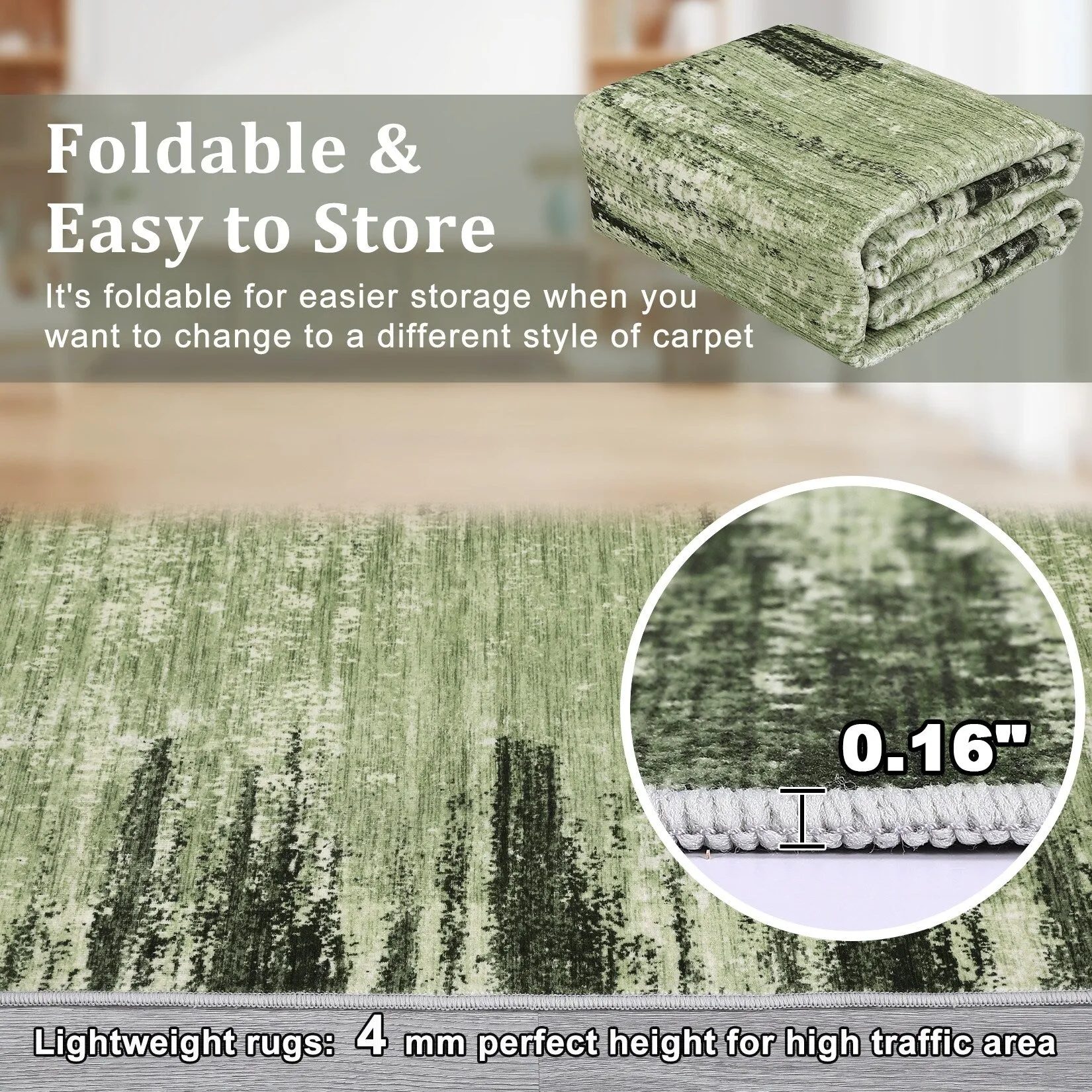 Washable Area Rugs for Living Room Modern Abstract Rug Non Slip Non Shedding Stain Resistant Carpet