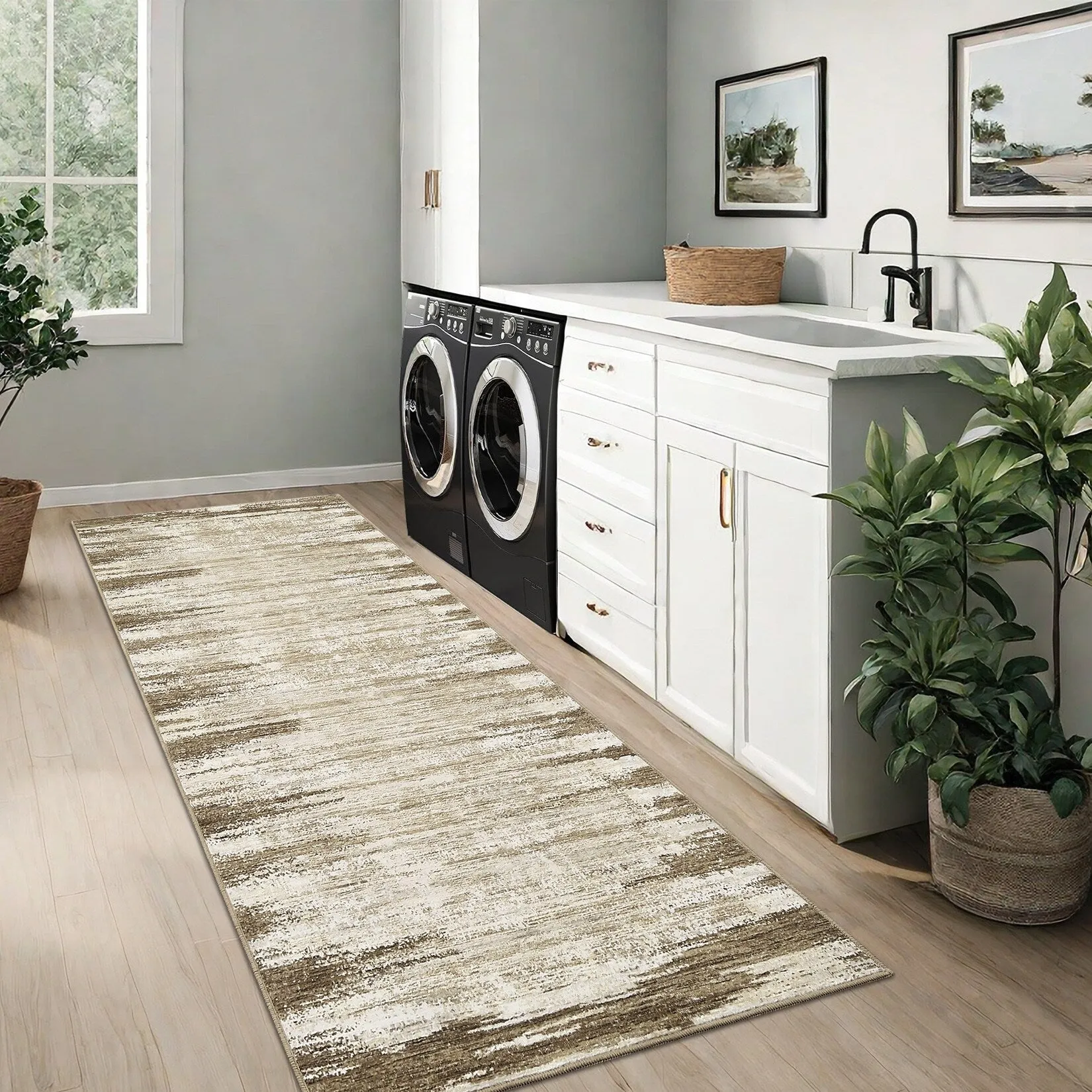 Washable Area Rugs for Living Room Modern Abstract Rug Non Slip Non Shedding Stain Resistant Carpet