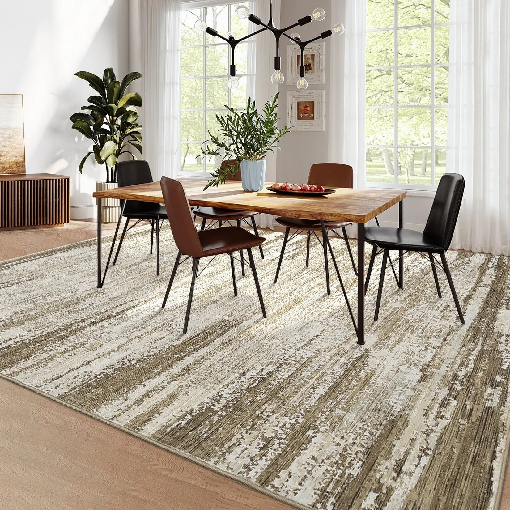 Washable Area Rugs for Living Room Modern Abstract Rug Non Slip Non Shedding Stain Resistant Carpet