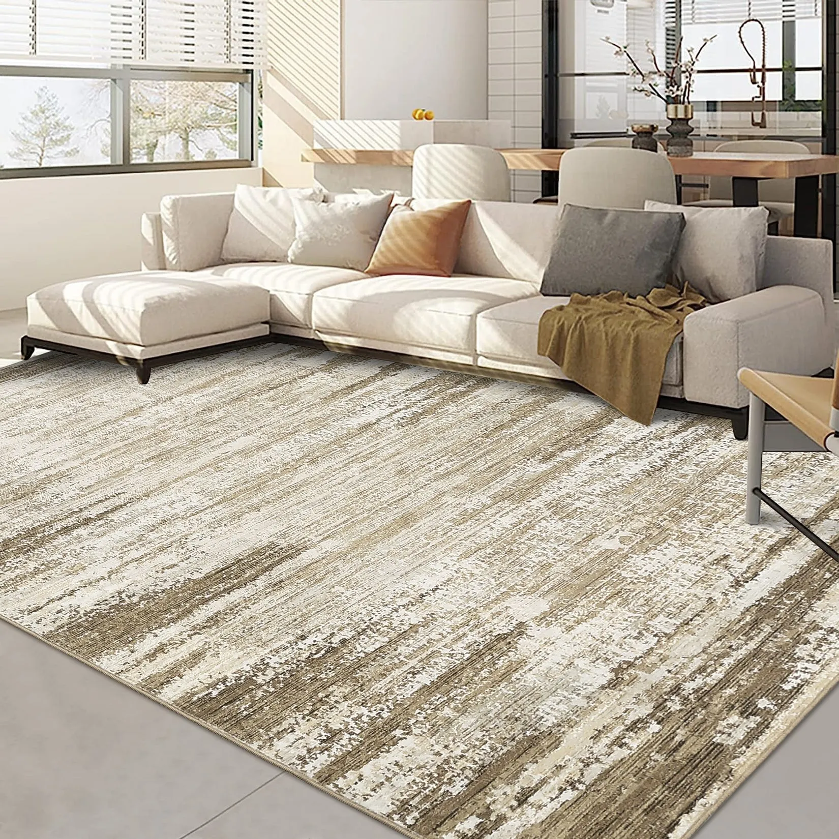Washable Area Rugs for Living Room Modern Abstract Rug Non Slip Non Shedding Stain Resistant Carpet