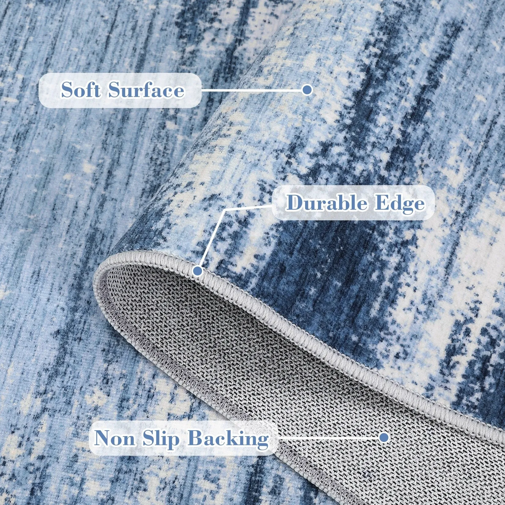 Washable Area Rugs for Living Room Modern Abstract Rug Non Slip Non Shedding Stain Resistant Carpet